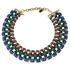 Francoise Montague Tri-Tone Swarovski Crystal Rondelle Choker Necklace