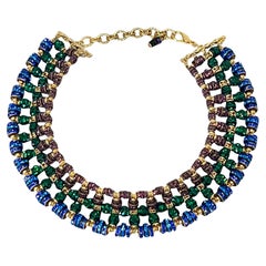 Francoise Montague Collier ras du cou tricolore en cristal Swarovski