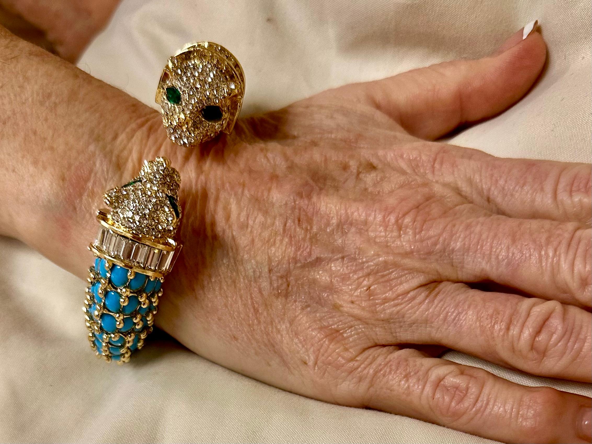 Francoise Montague Turquoise and Gold Huit Clip Earrings For Sale 1