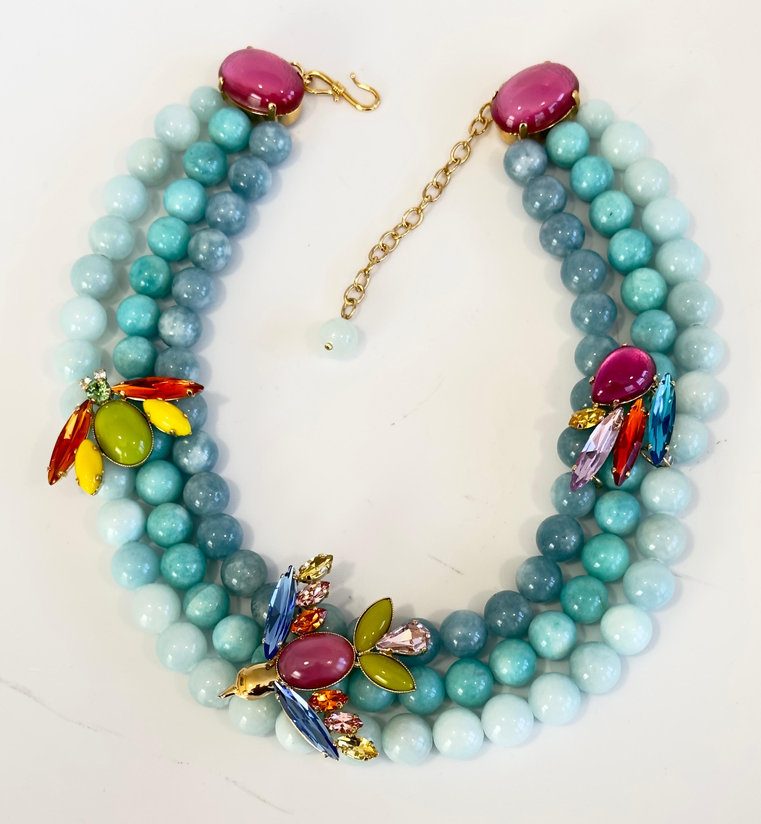 Francoise Montague Turquoise and Gold Huit Clip Earrings For Sale 4