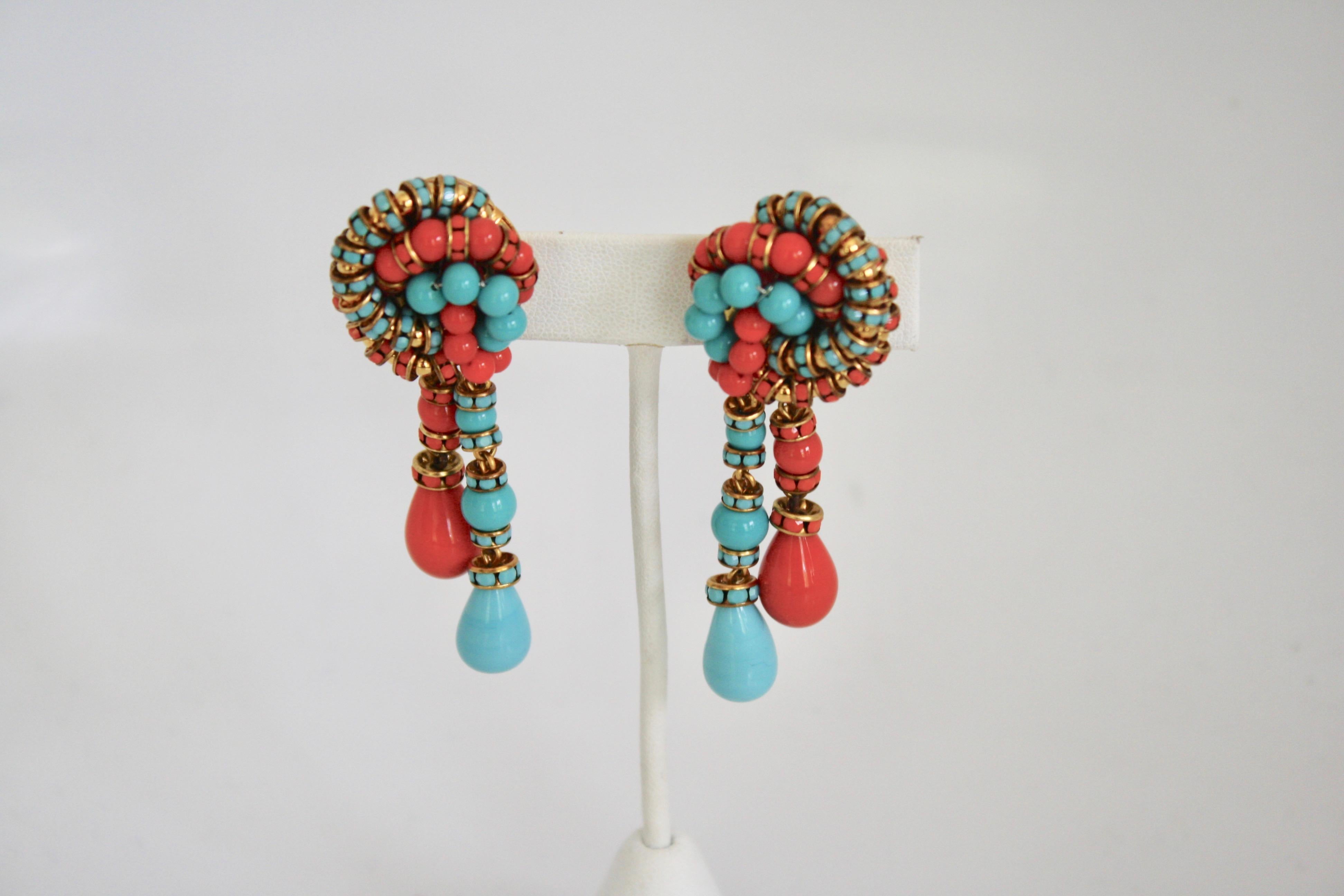 Francoise Montague Turquoise and Orange Clips 1