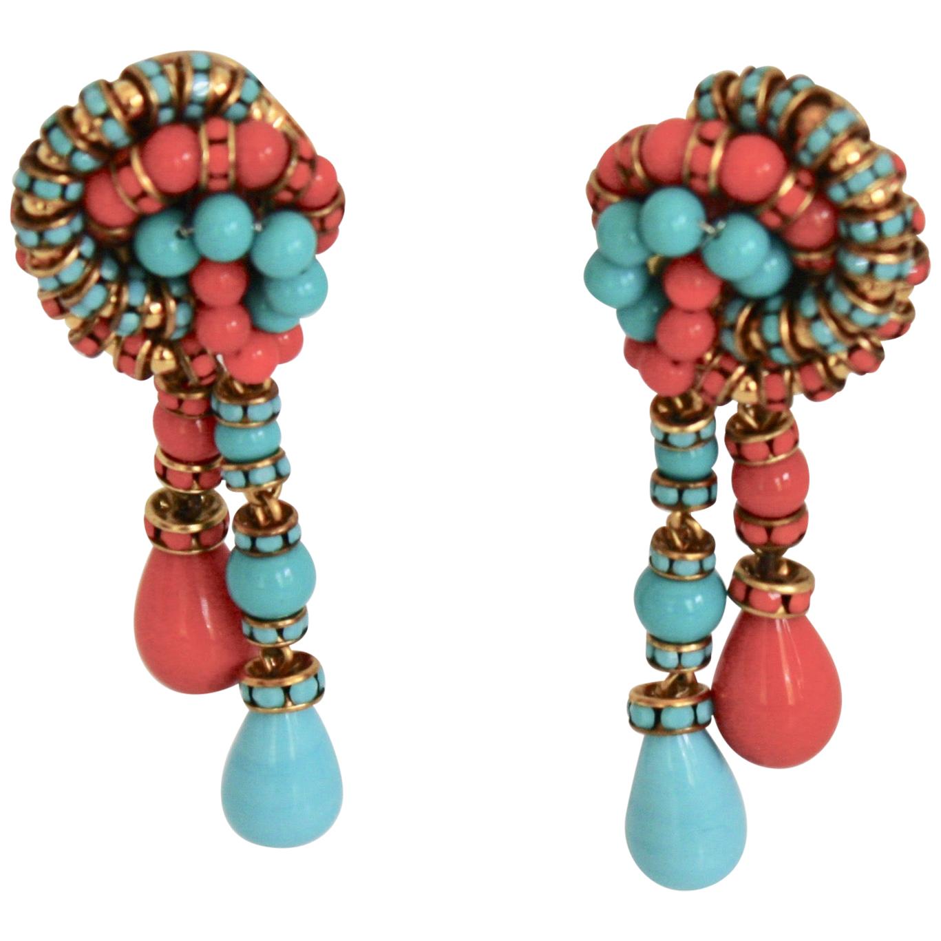 Francoise Montague Turquoise and Orange Clips