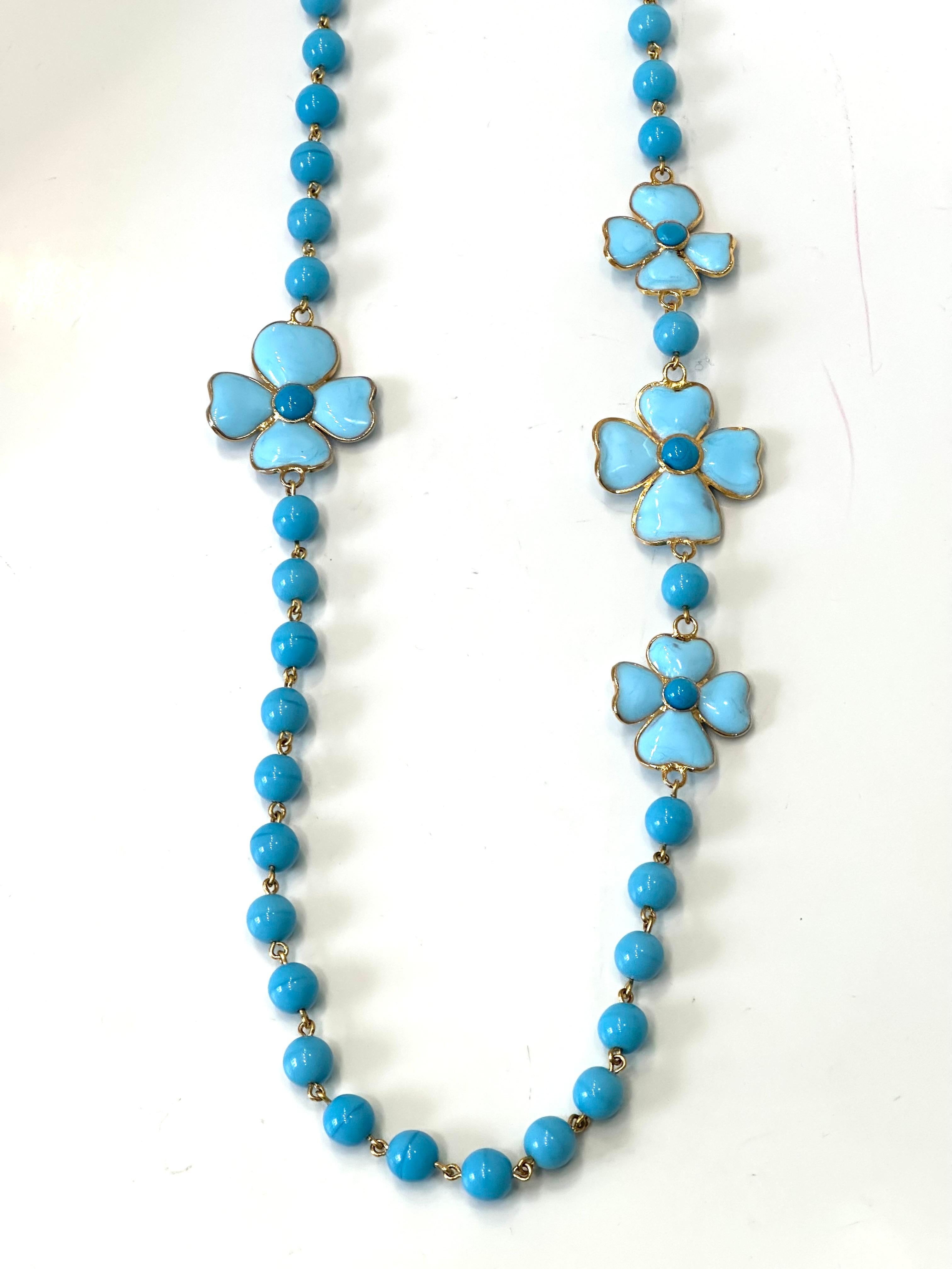 Francoise Montague Turquoise Pate de Verre Glass Amalfi Necklace For Sale 5