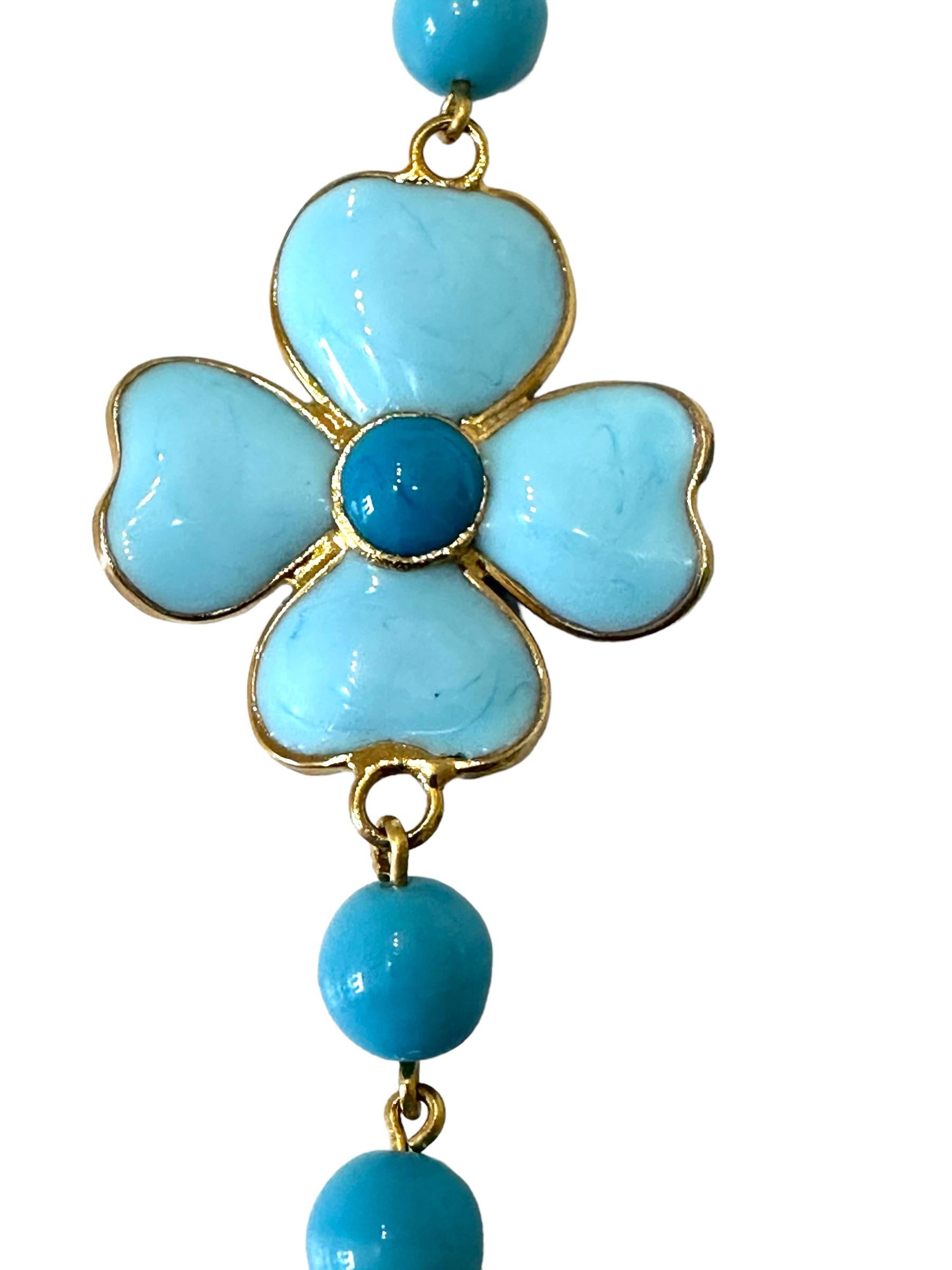 Francoise Montague Turquoise Pate de Verre Glass Amalfi Necklace In New Condition For Sale In Virginia Beach, VA