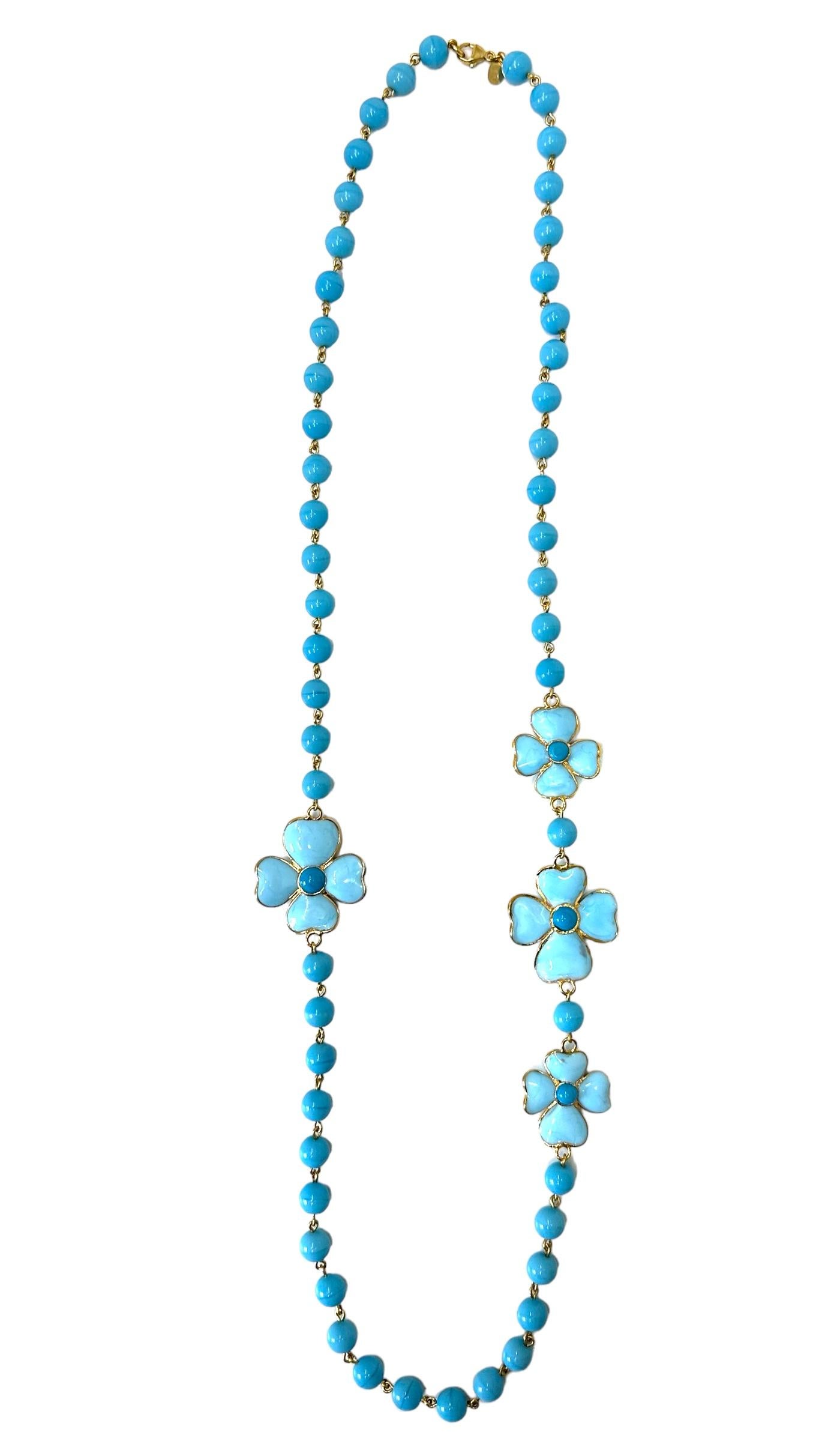 Women's or Men's Francoise Montague Turquoise Pate de Verre Glass Amalfi Necklace For Sale
