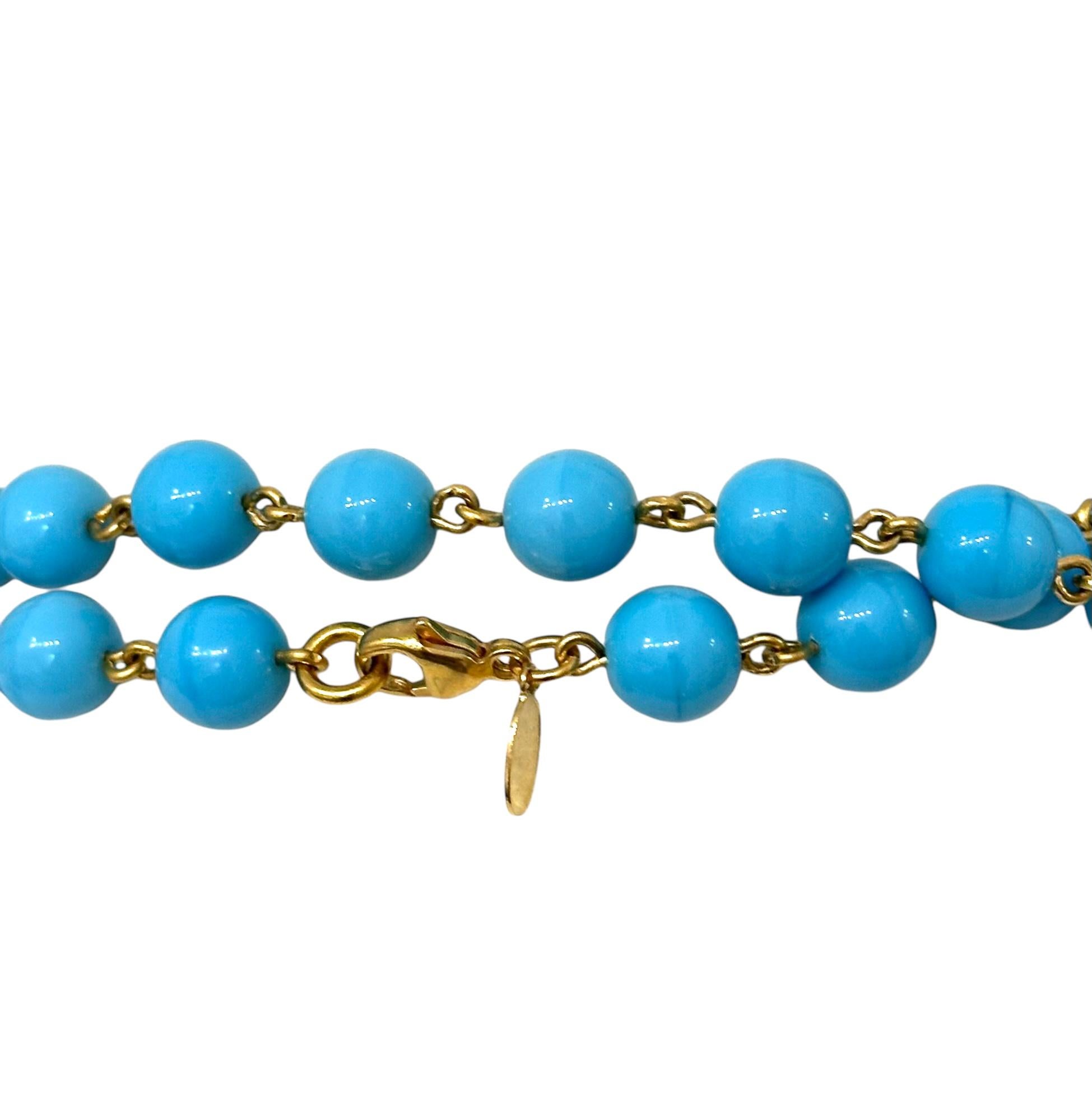 Francoise Montague Turquoise Pate de Verre Glass Amalfi Necklace For Sale 1