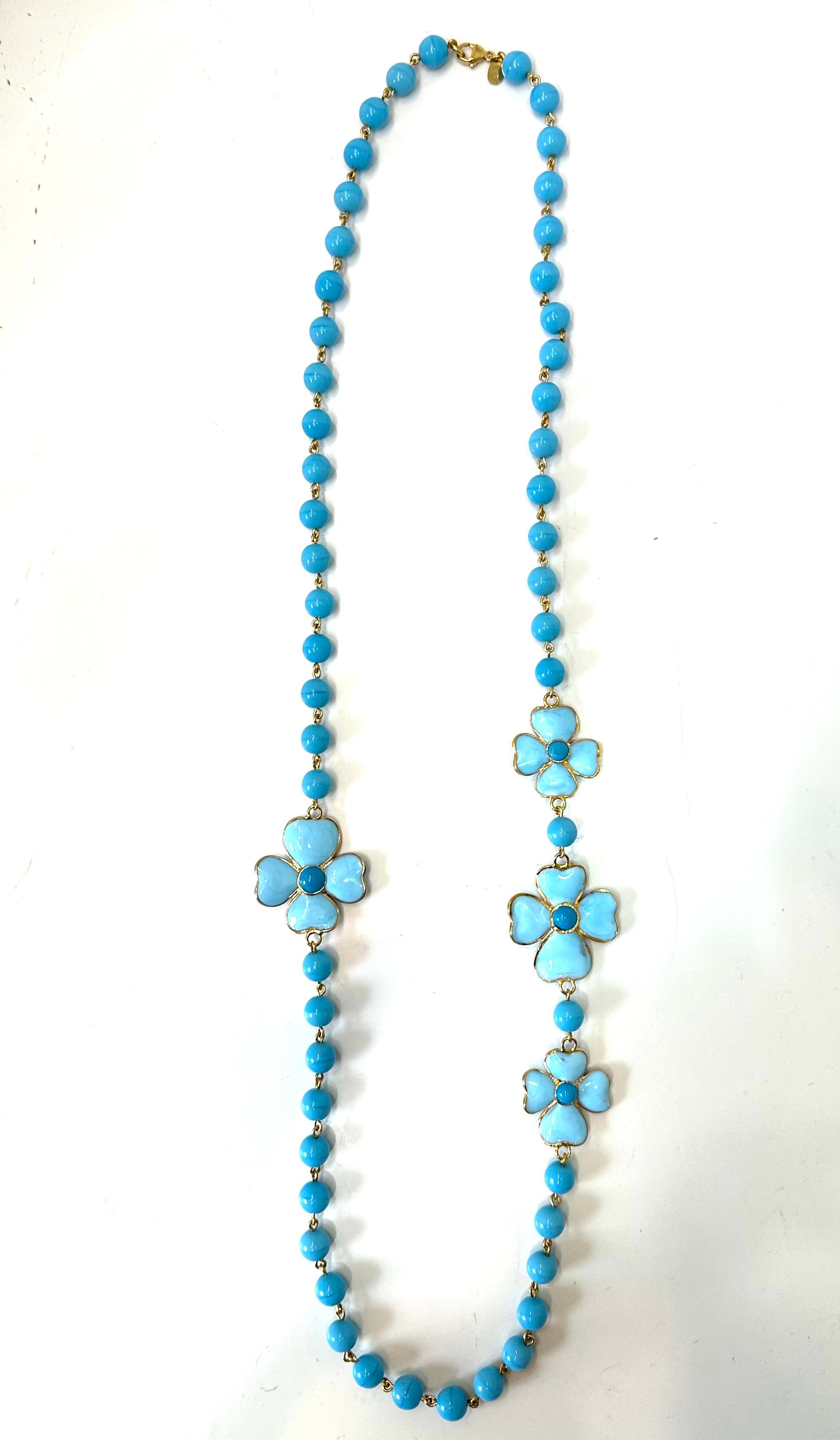 Francoise Montague Turquoise Pate de Verre Glass Amalfi Necklace For Sale 2