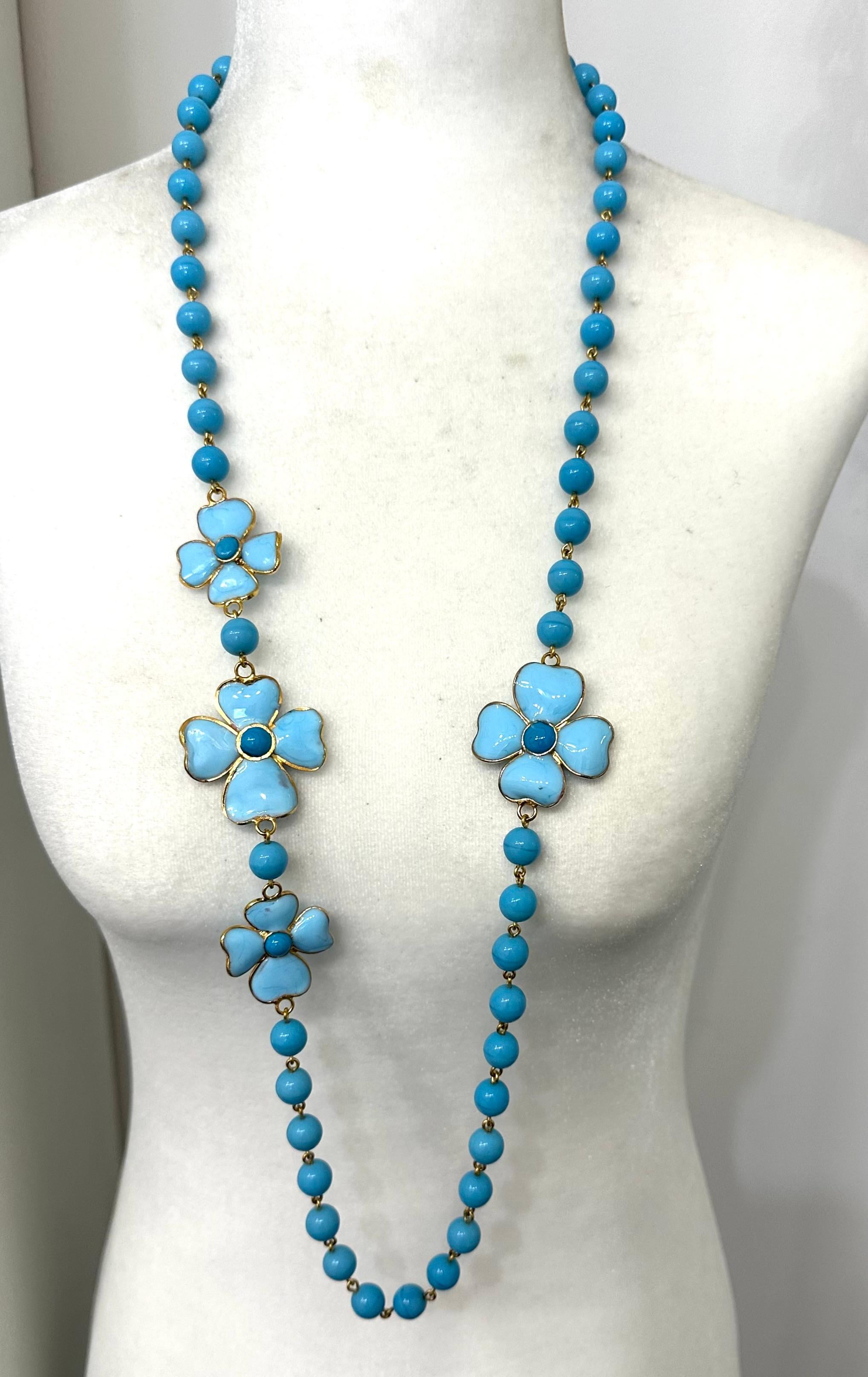 Francoise Montague Turquoise Pate de Verre Glass Amalfi Necklace For Sale 3