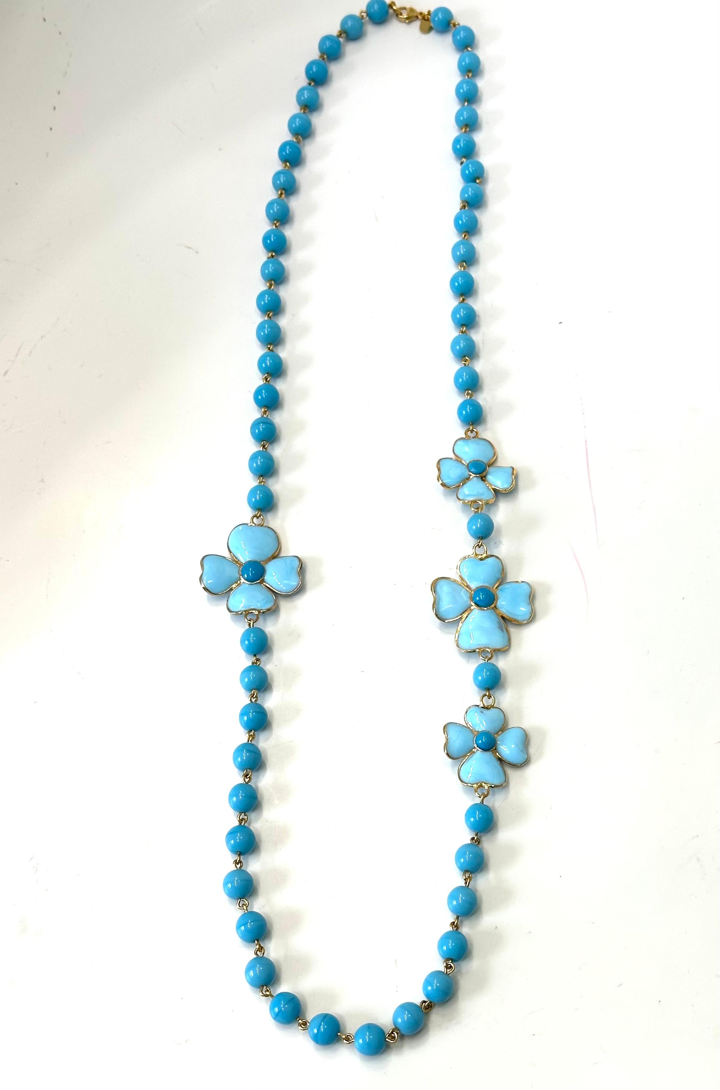 Francoise Montague Turquoise Pate de Verre Glass Amalfi Necklace For Sale 4
