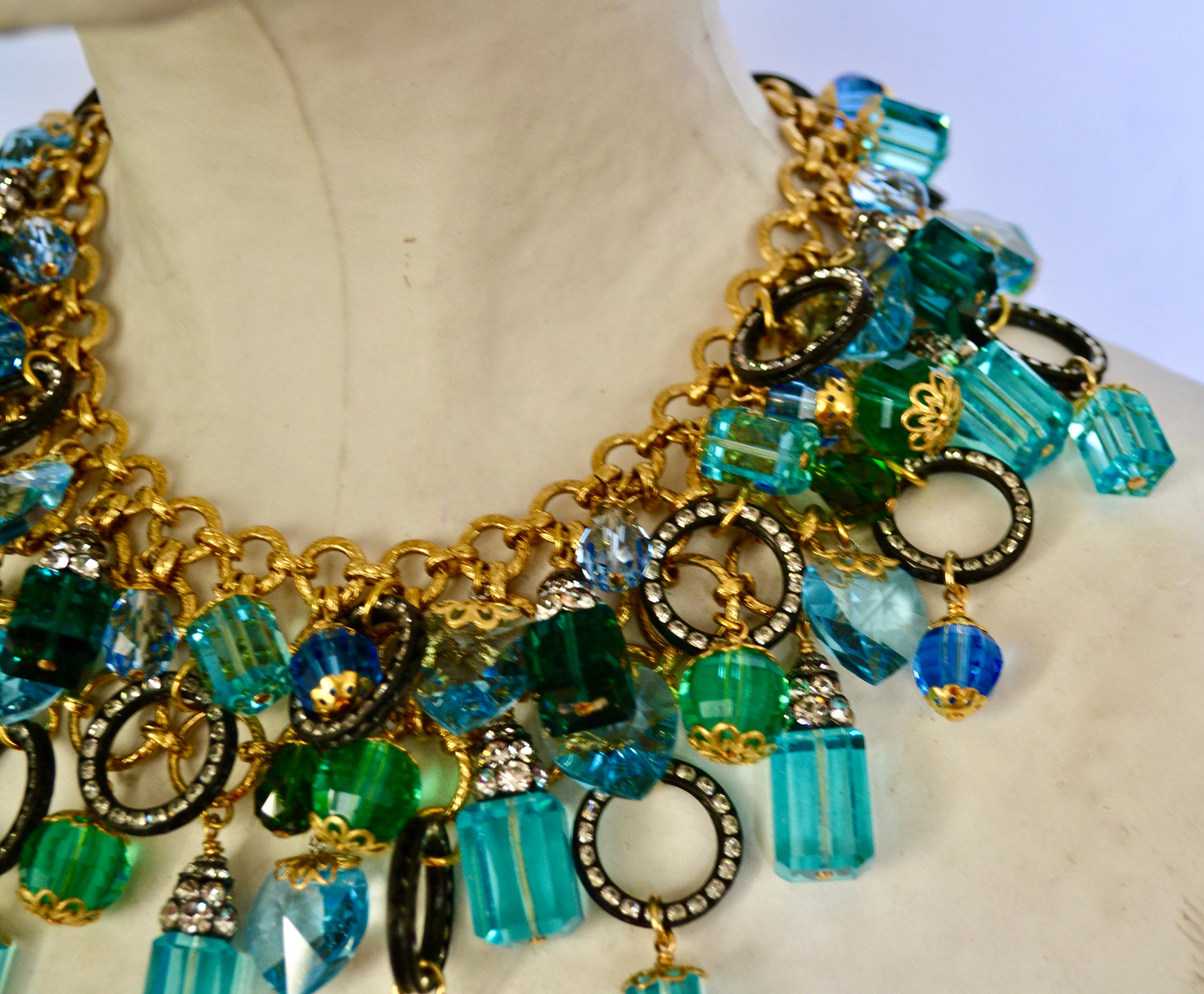 Francoise Montague Unique Vintage Glass Charm necklace . In New Condition In Virginia Beach, VA