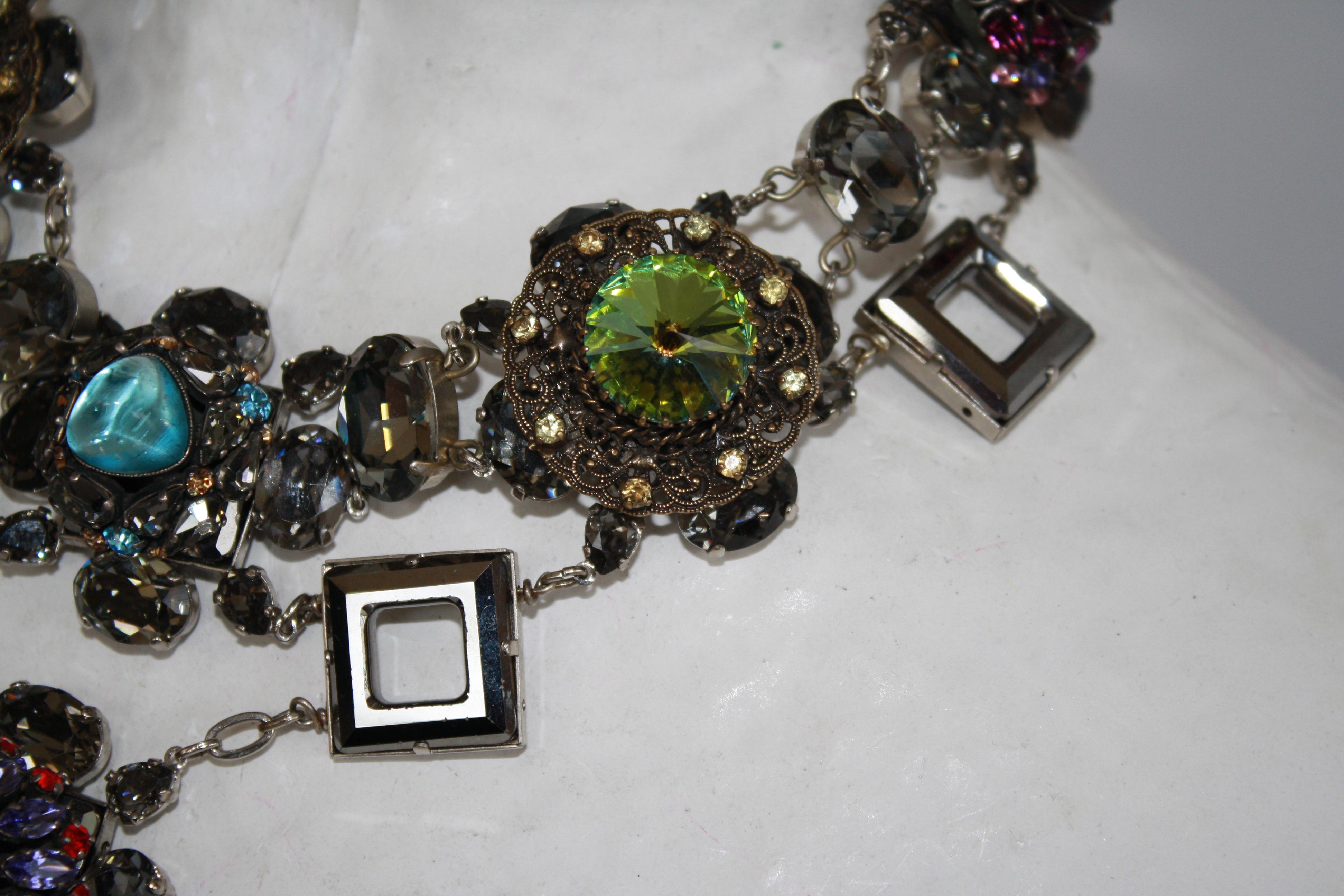 Vintage glass and Swarovski crystal limited series necklace by Francoise Montague.