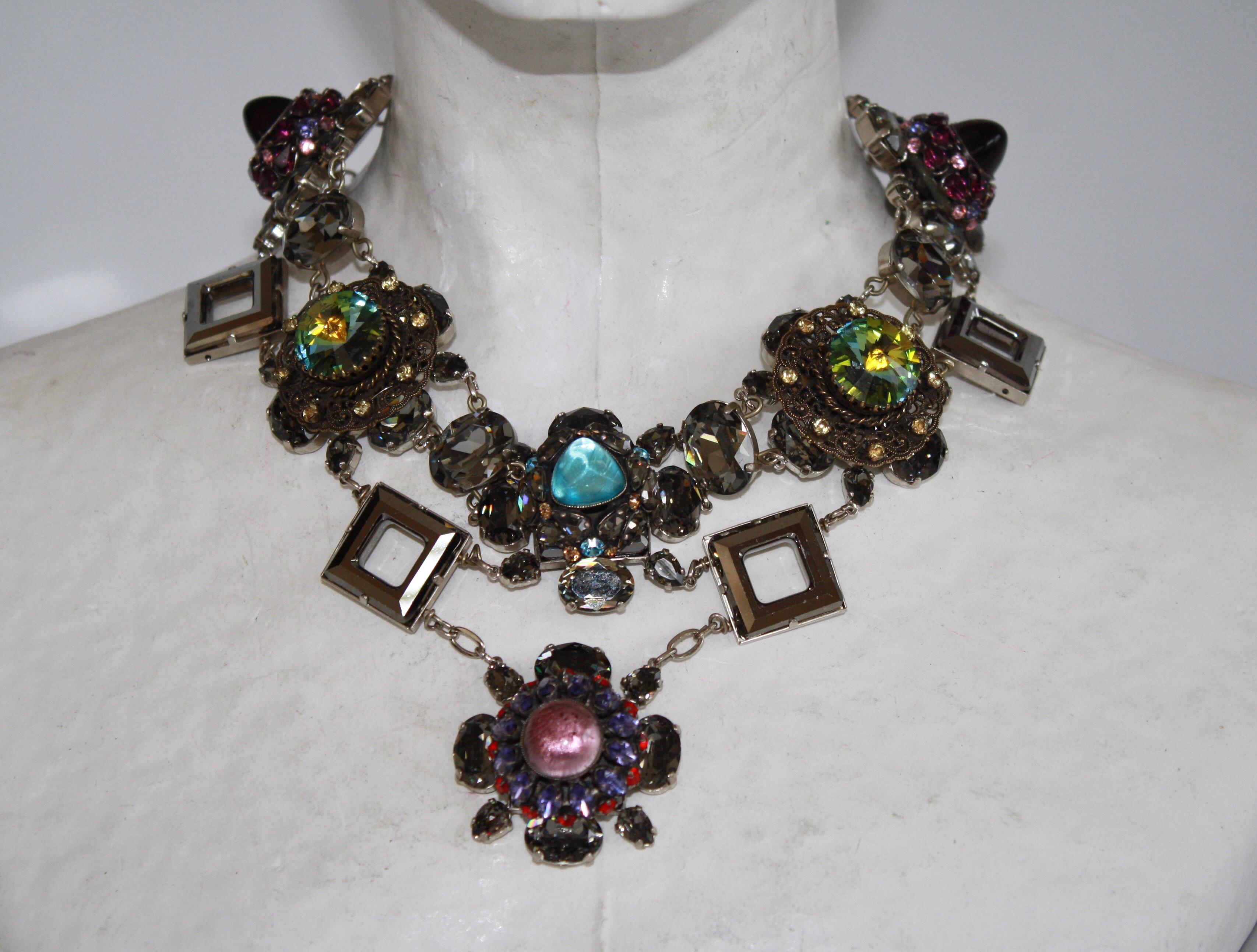 Francoise Montague Vintage Glass and Crystal Limited Series Necklace In New Condition In Virginia Beach, VA