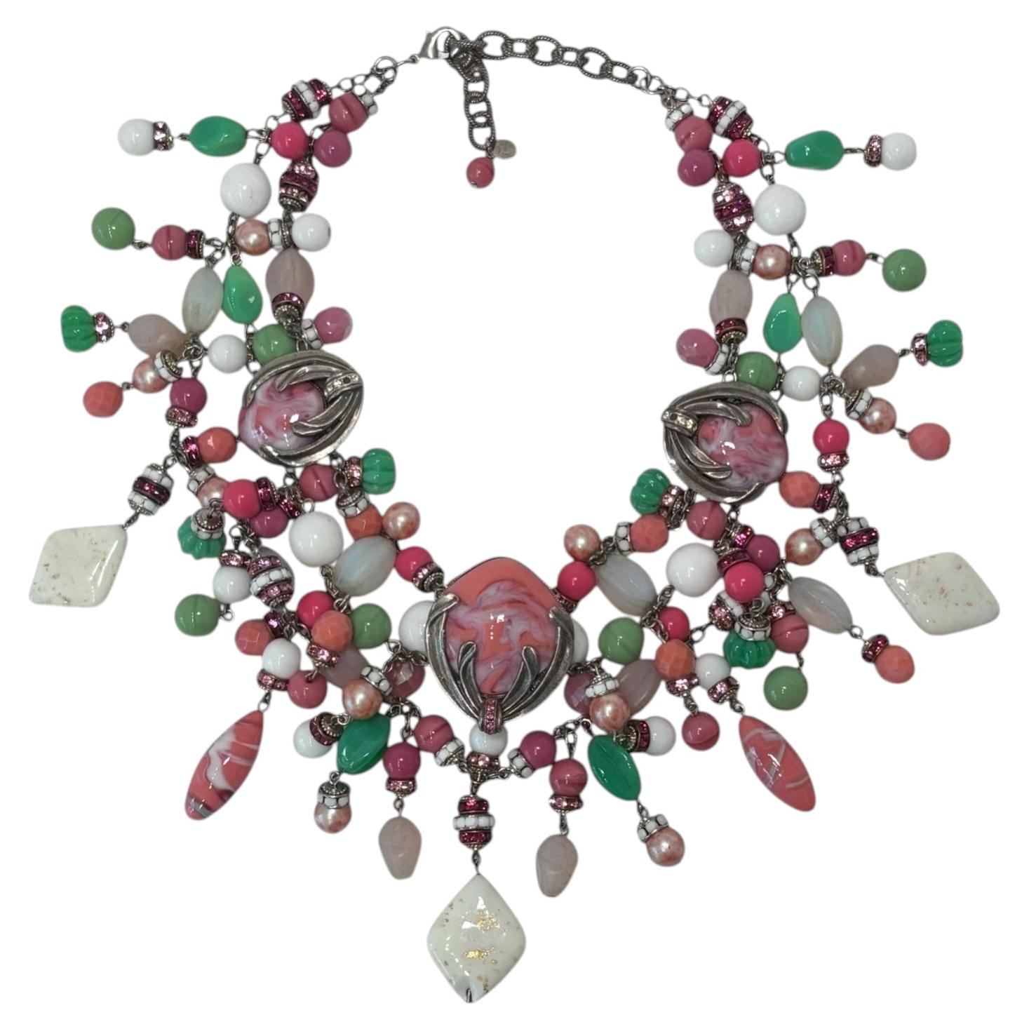 Francoise Montague Vintage Glass Bead Fringe Necklace