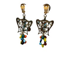Francoise Montague Vintage Glass Cabochons Clip Earrings