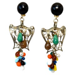 Francoise Montague Vintage Glass Cabochons Clip Earrings
