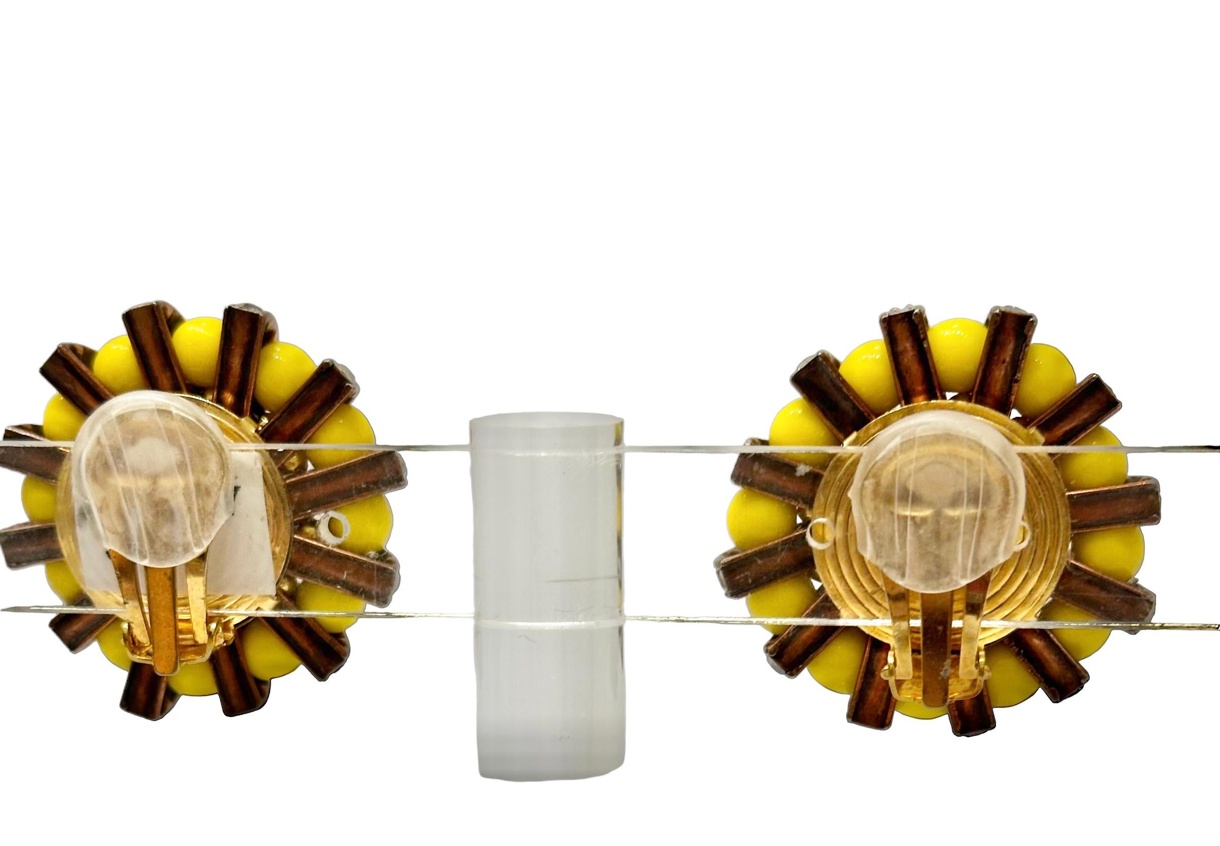 Françoise Montague  Yellow Cabochons Clip Earrings  For Sale 1