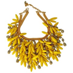 Francoise Montague Yellow Glass Bead and Swarovski Crystal Statement Necklace