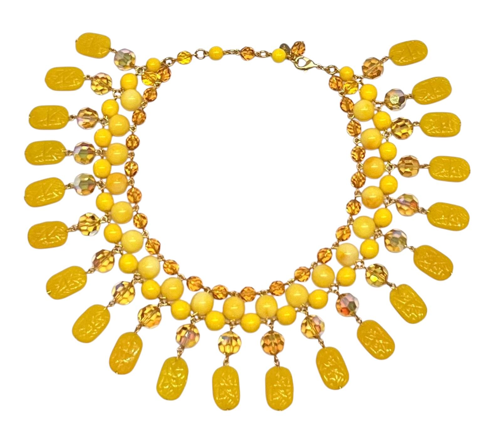 Women's Francoise Montague Yellow, Honey and Clear Glass Beads Clip Earrings For Sale