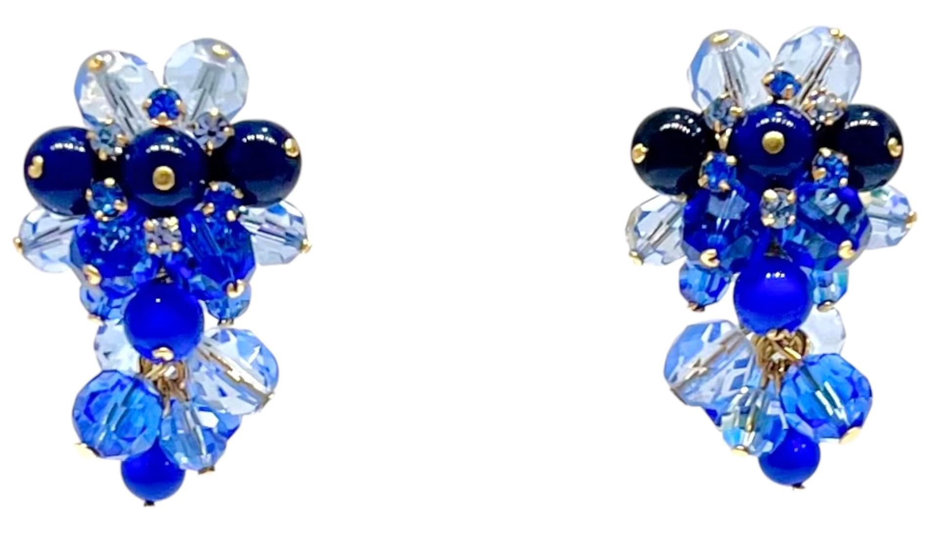 Francoise Montague Yellow, Honey and Clear Glass Beads Clip Earrings For Sale 2
