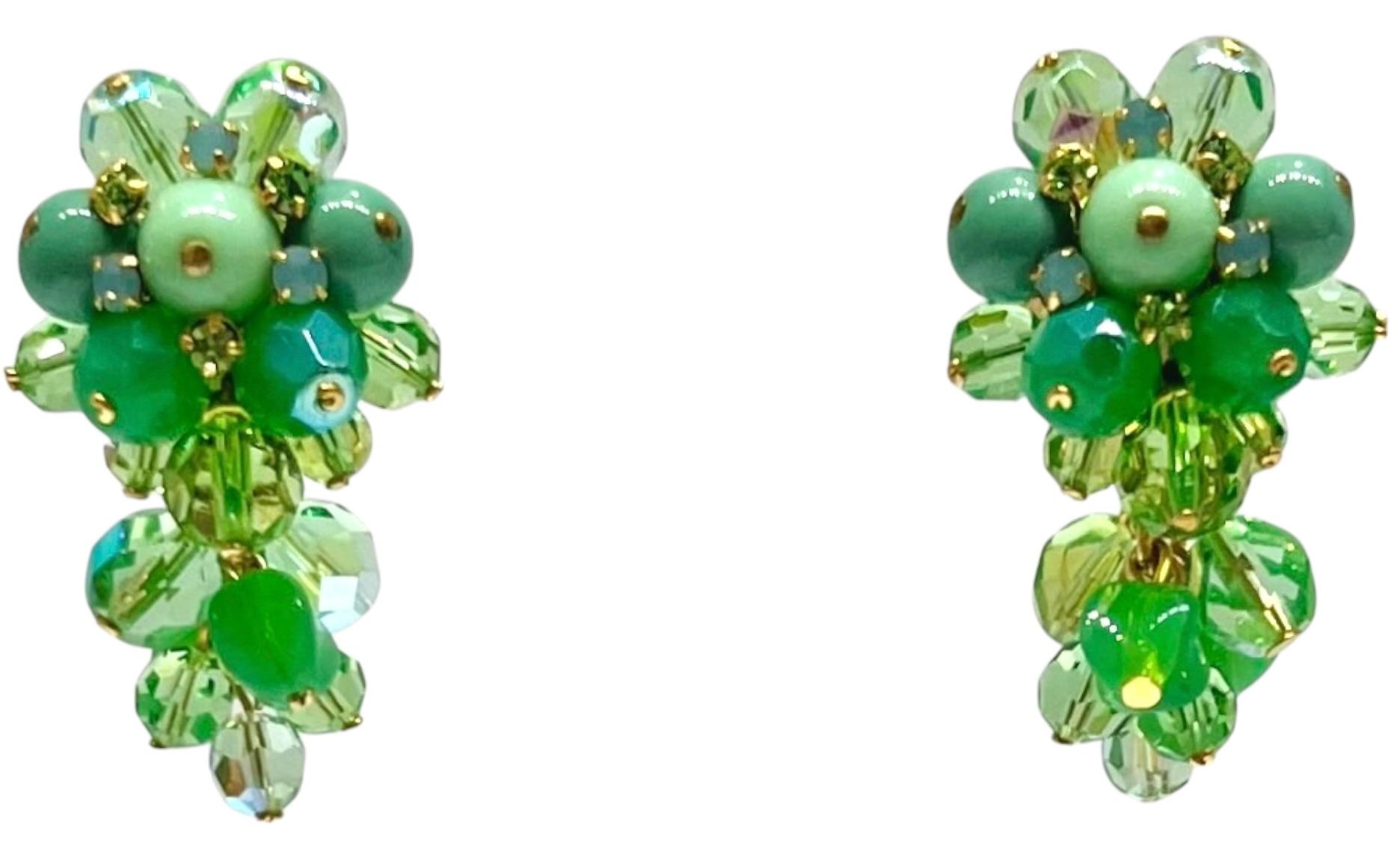 Francoise Montague Yellow, Honey and Clear Glass Beads Clip Earrings For Sale 3