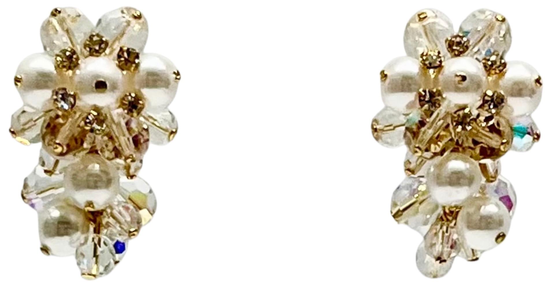 Francoise Montague Yellow, Honey and Clear Glass Beads Clip Earrings For Sale 4