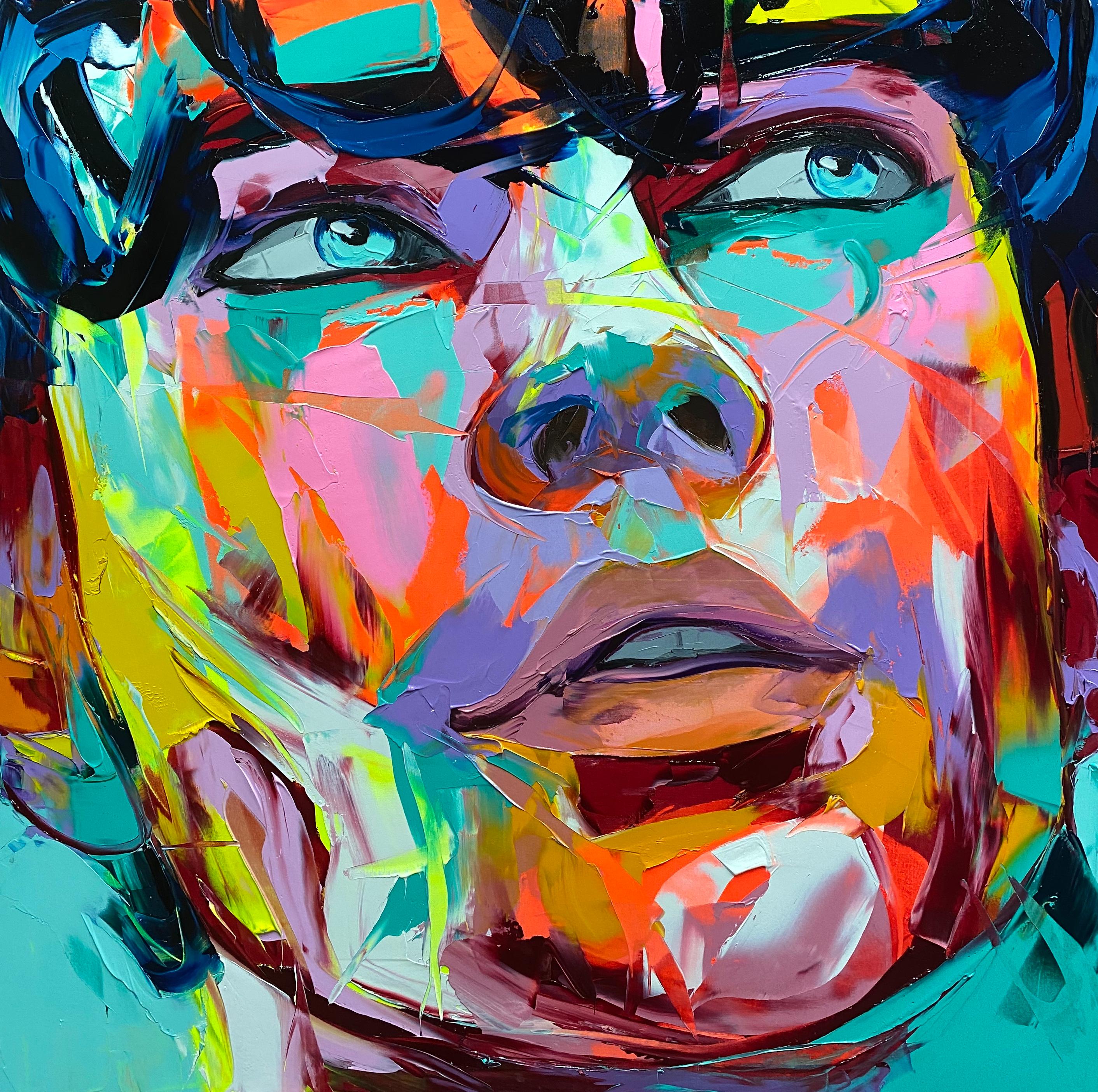 Françoise Nielly Figurative Painting - Edouardo - 21st Century, Contemporary, Figurative, Oil Painting, Portrait, Pop