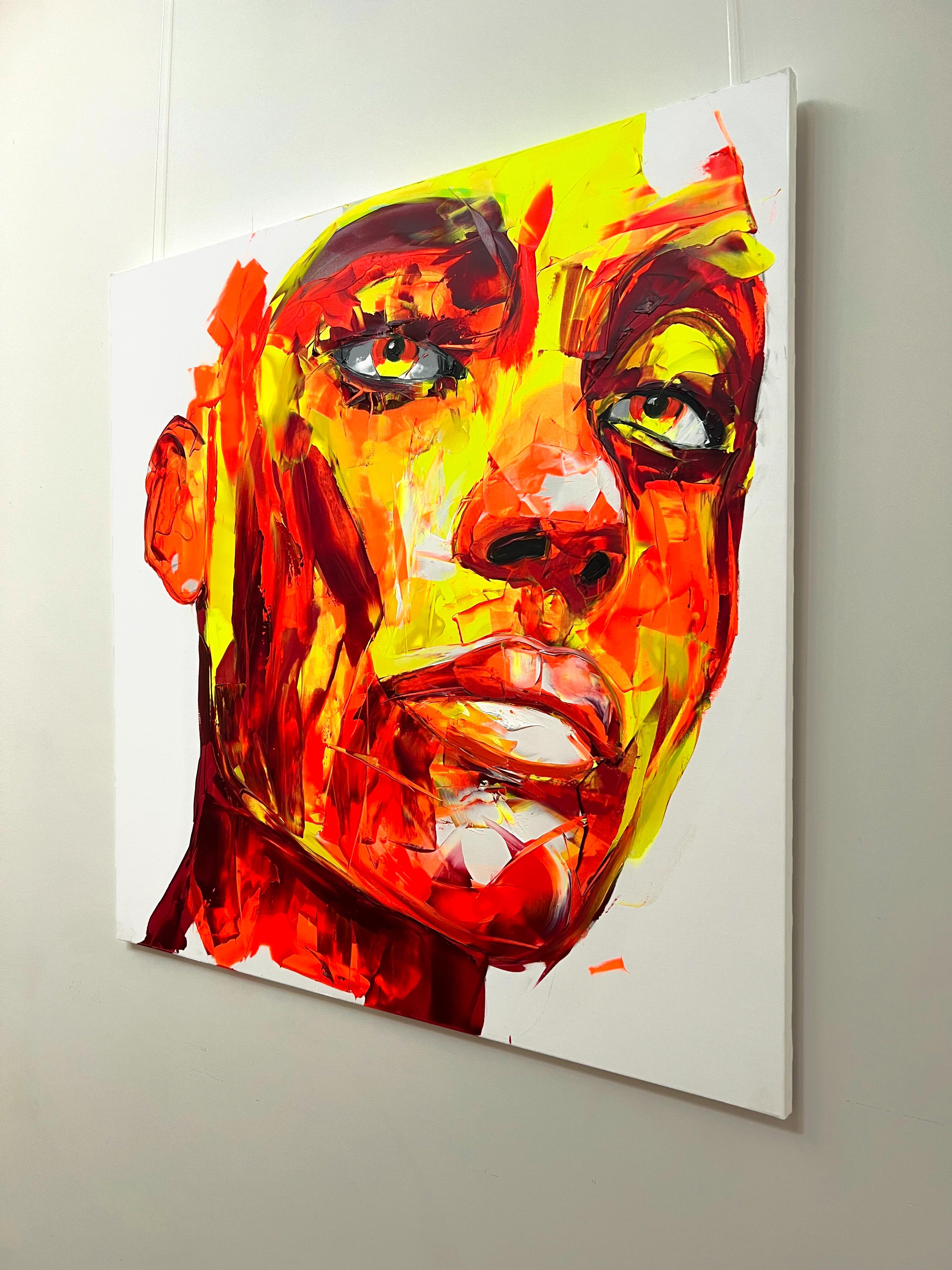 Safari - 21st Century, Contemporary, Figurative, Oil Painting, Portrait, Pop - Red Figurative Painting by Françoise Nielly
