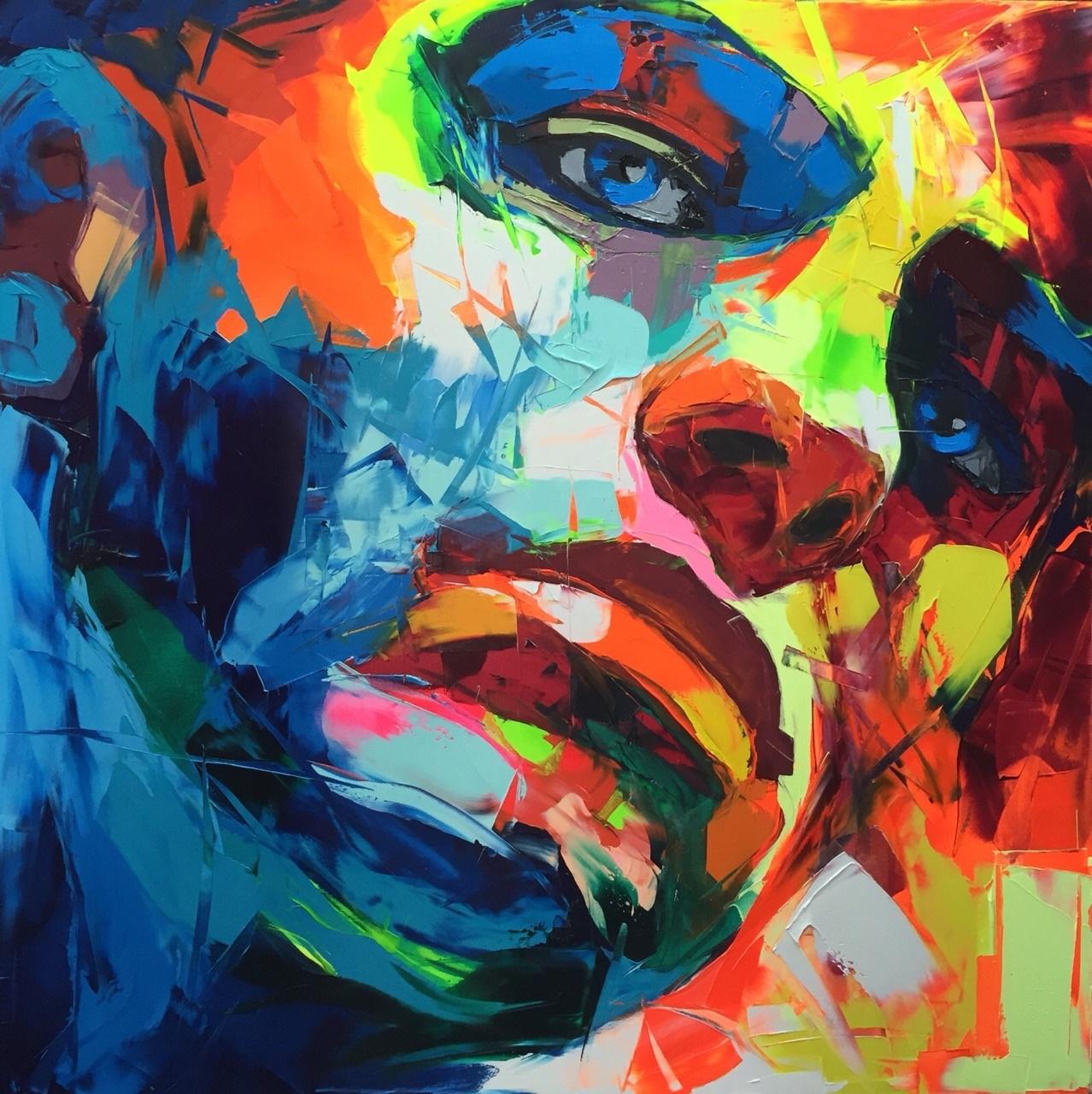 Françoise Nielly Portrait Painting - Untitled 730 - 21st Cent, Contemporary, Figurative, Oil Painting, Portrait, Pop