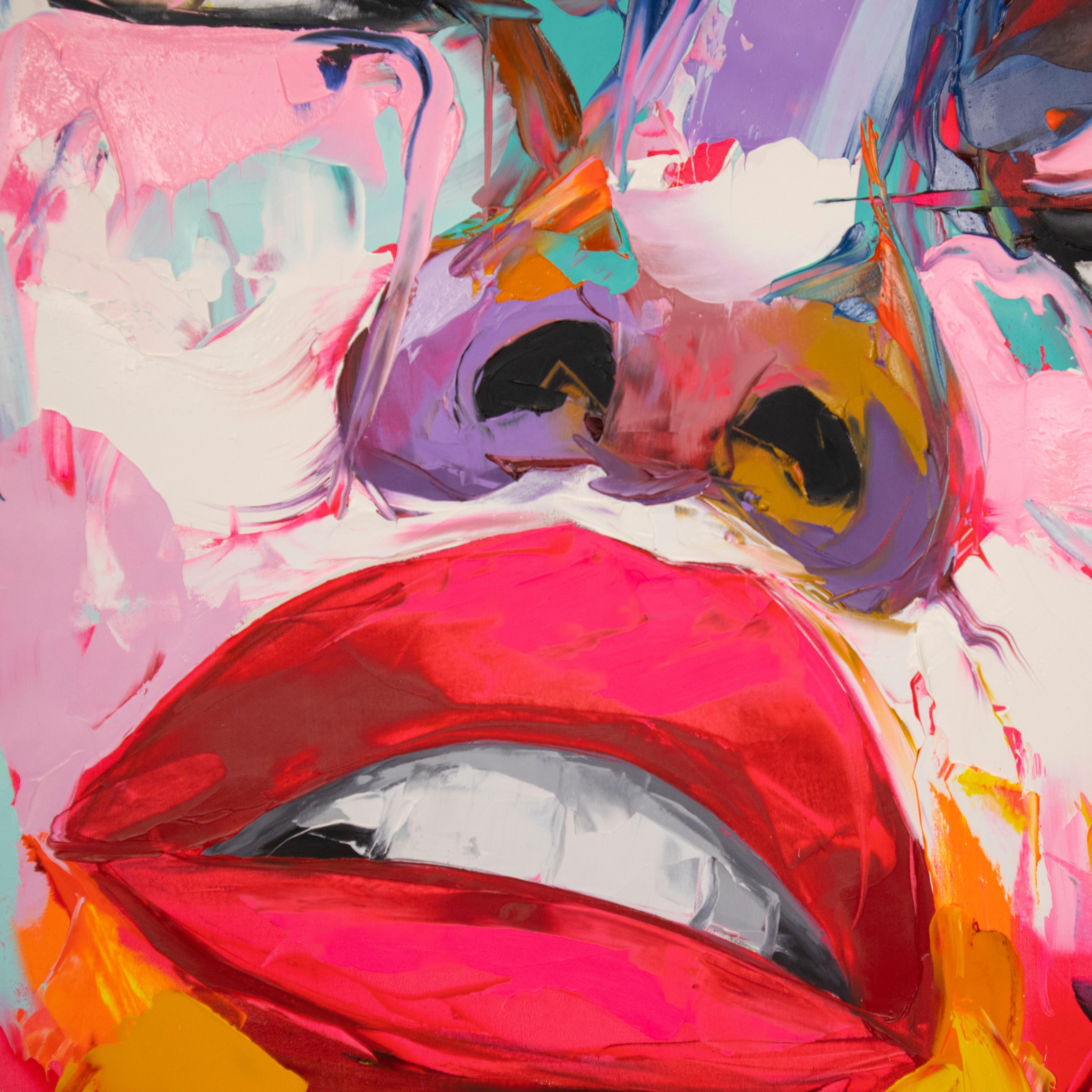 Yesterday - 21st Century, Contemporary, Figurative, Oil Painting, Portrait, Pop - Beige Portrait Painting by Françoise Nielly