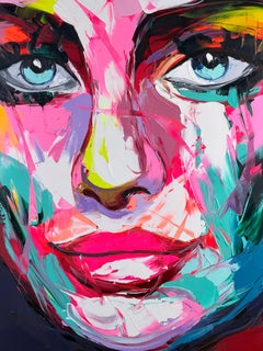 FRANÇOISE NIELLY - "Virginia" - Grand portrait expressif - France - 31.5x31.5in