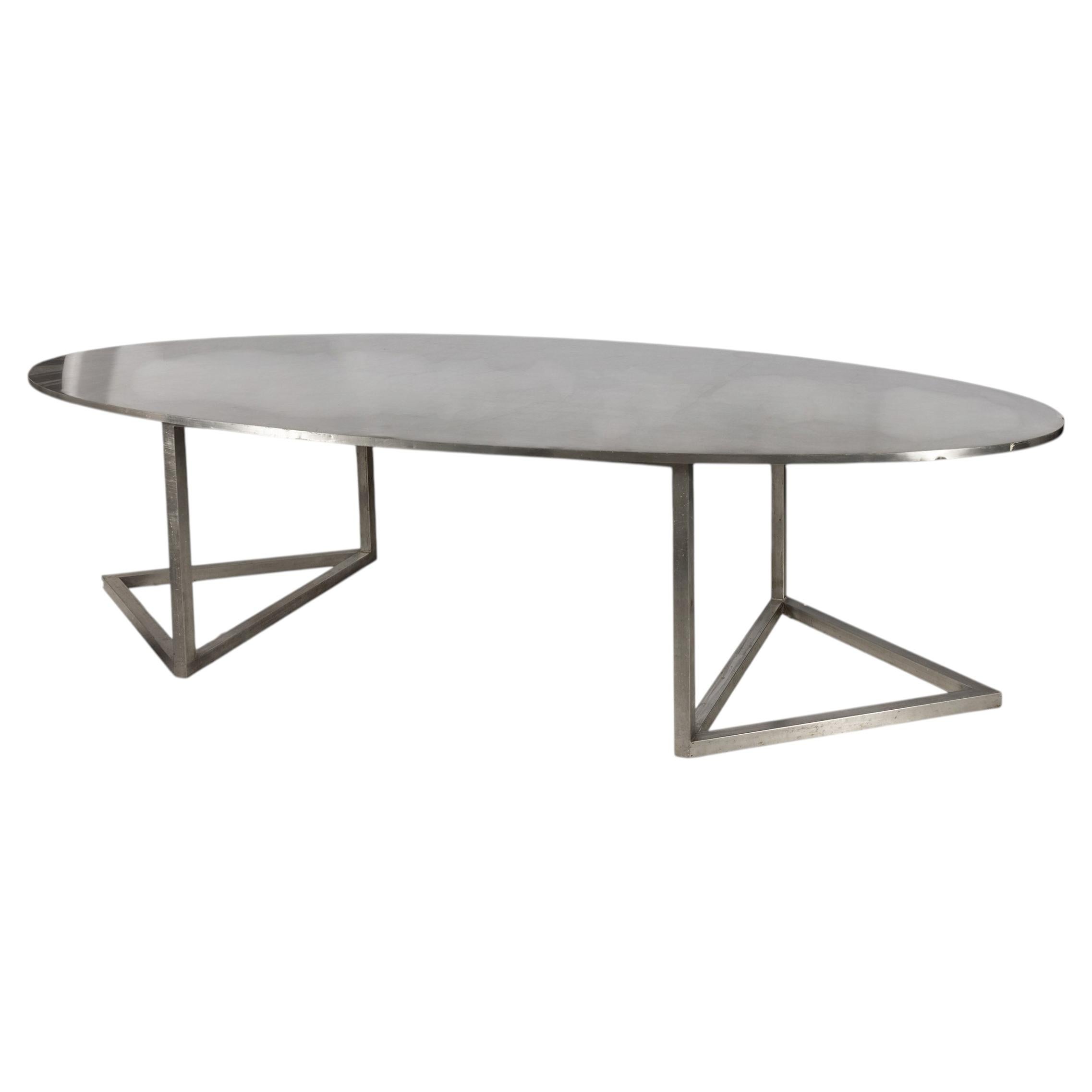 Françoise See for Maison et Jardin, Large Oval steel Dining Table, circa 1970