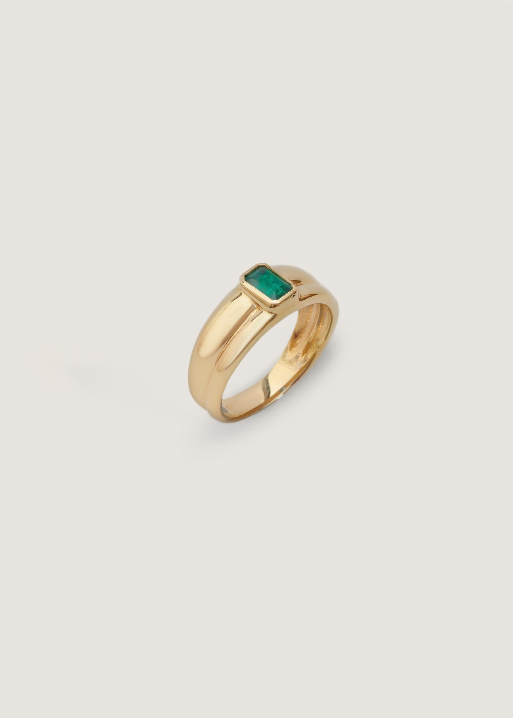 For Sale:  Françoise Stacked Ellipse Ring II - Emerald .55CW 14k Solid Yellow Gold 3