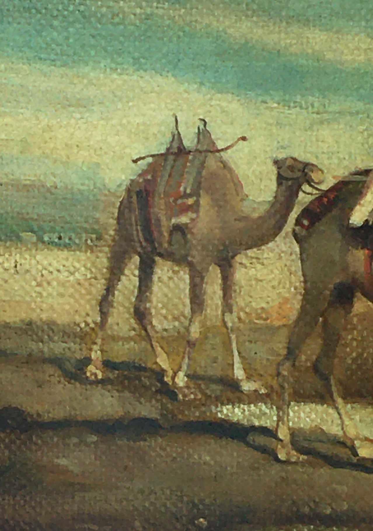 Arabian landscape - Francoise Vigneron Italia 2004 - Oil on canvas cm.20x55.
Frame available on request from our workshop.
In this beautiful oil on canvas Francoise Vigneron was inspired by the oriental and Arab landscapes of the French painter