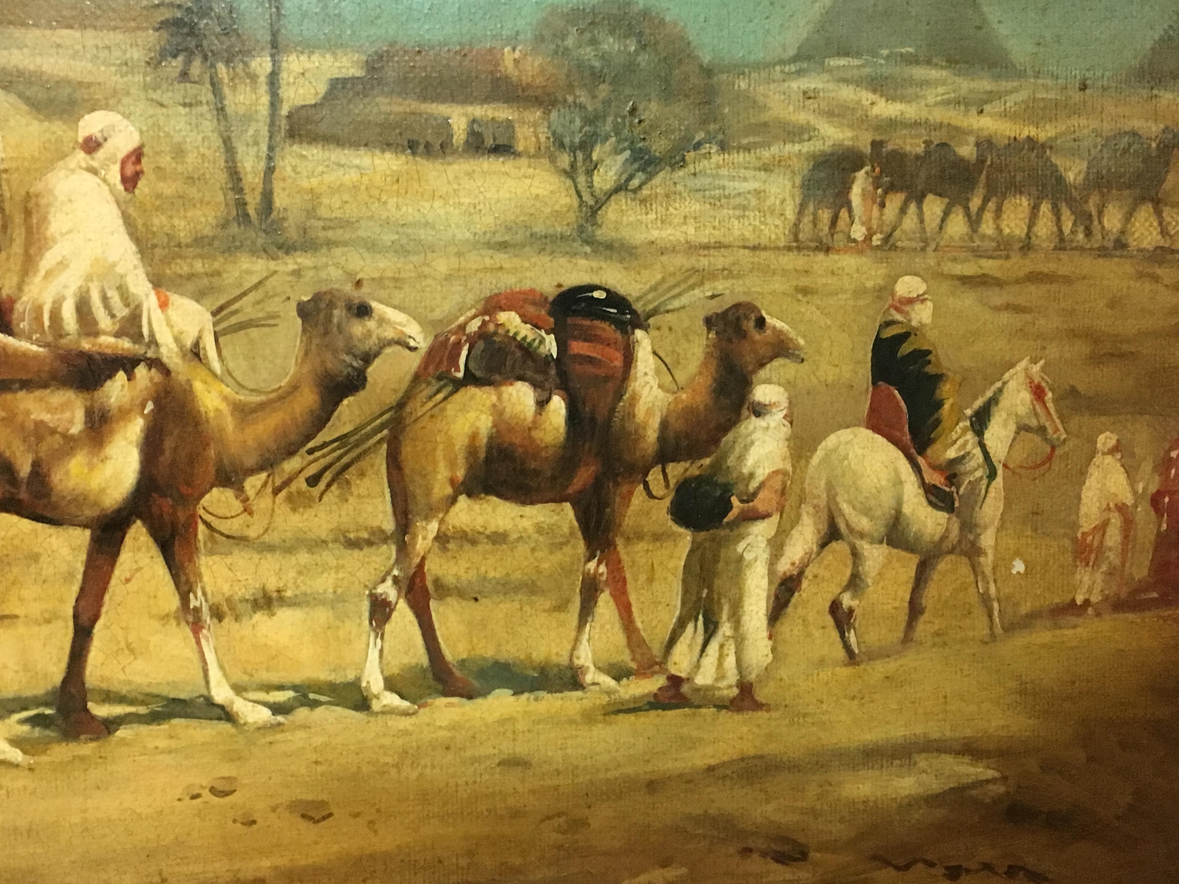 ARABIAN LANDSCAPE -French School - Italian Oil on canvas Painting - Brown Landscape Painting by Francoise Vigneron