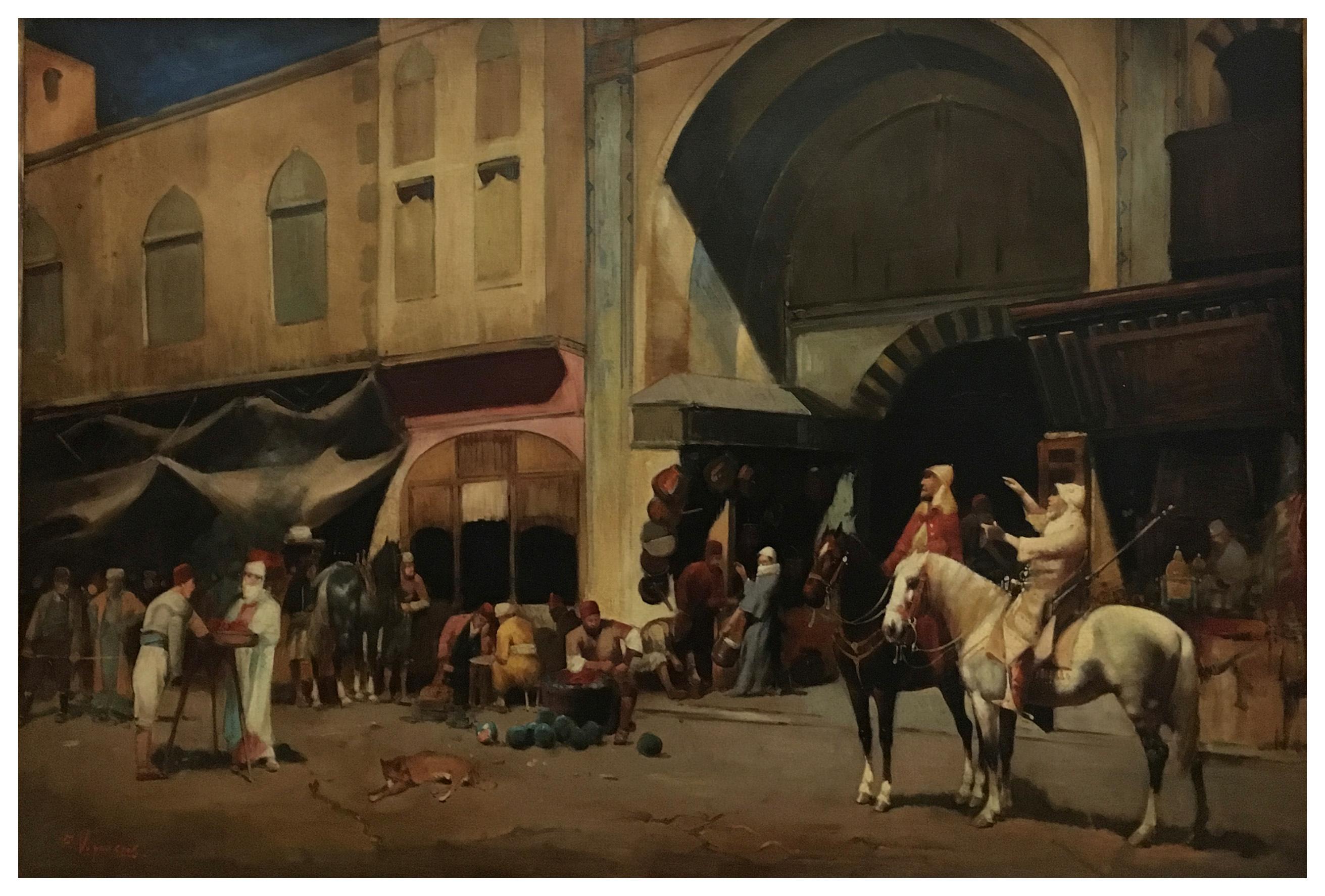 SCENA ARABICA - Scuola francese - Pittura italiana olio su tela - Painting di Francoise Vigneron