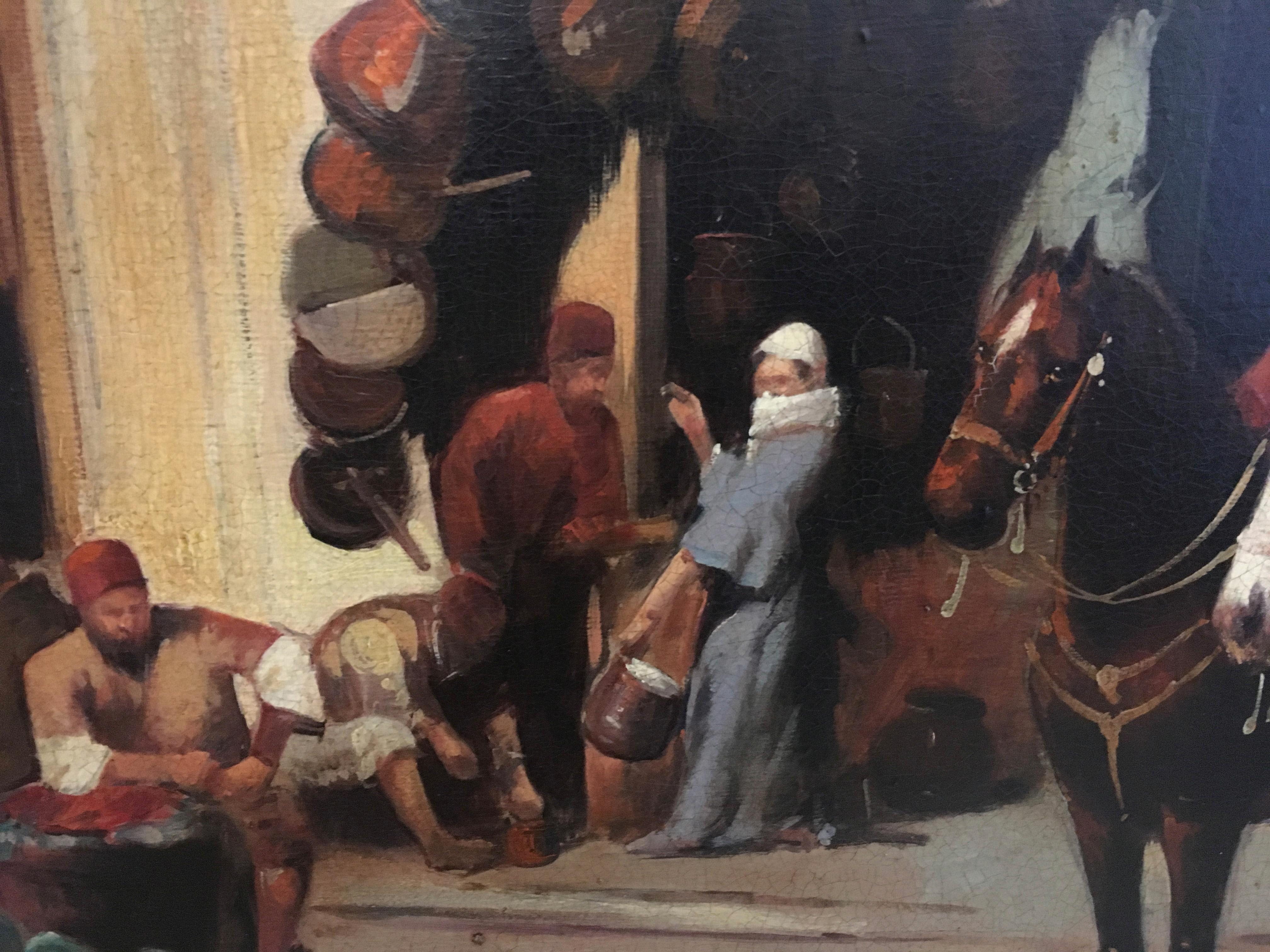 ARABIAN SCENE - French School - Italian Oil on Canvas Painting 1