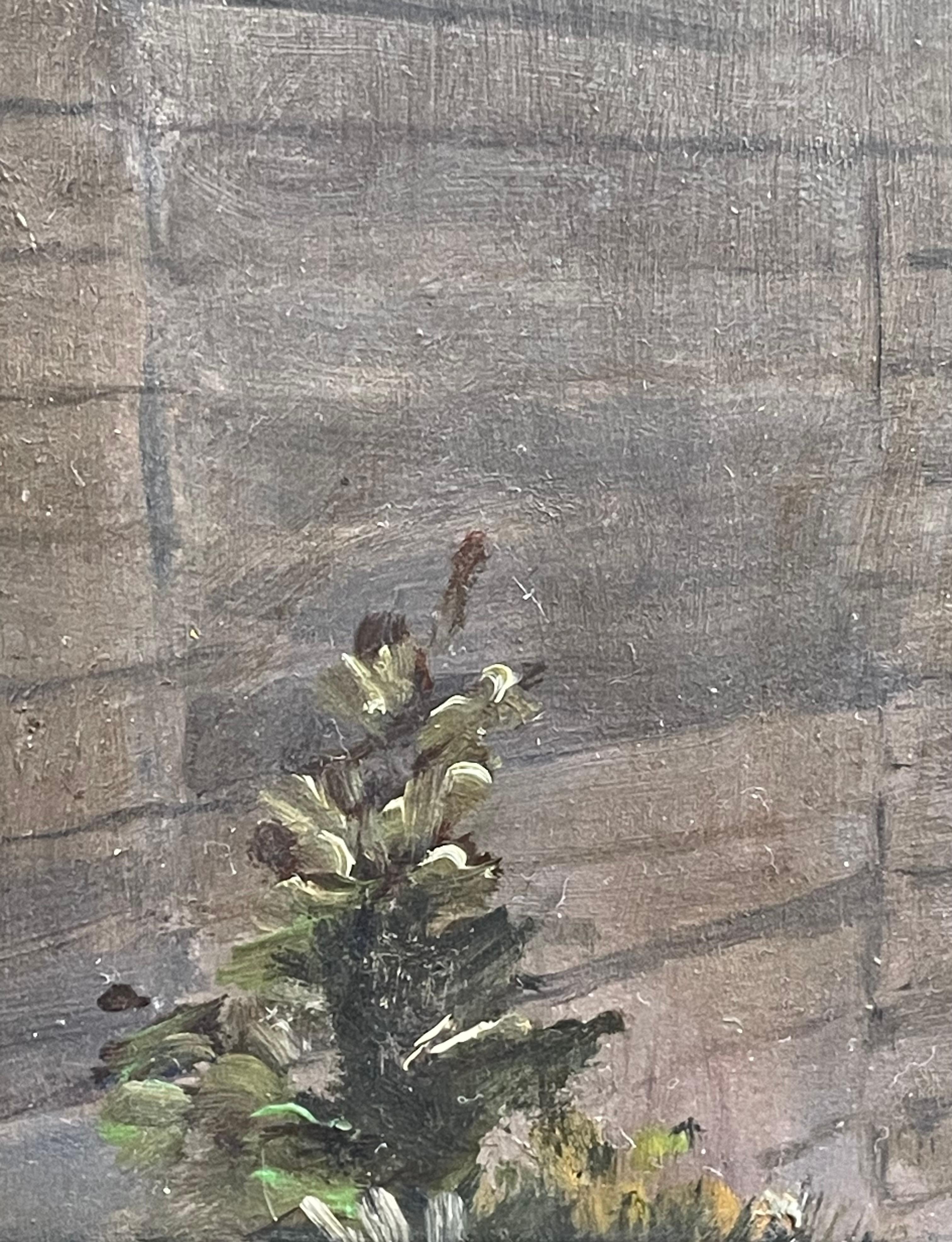 20ième siècle Peinture à l'huile de Frandsen représentant un marché danois avec détails architecturaux en vente