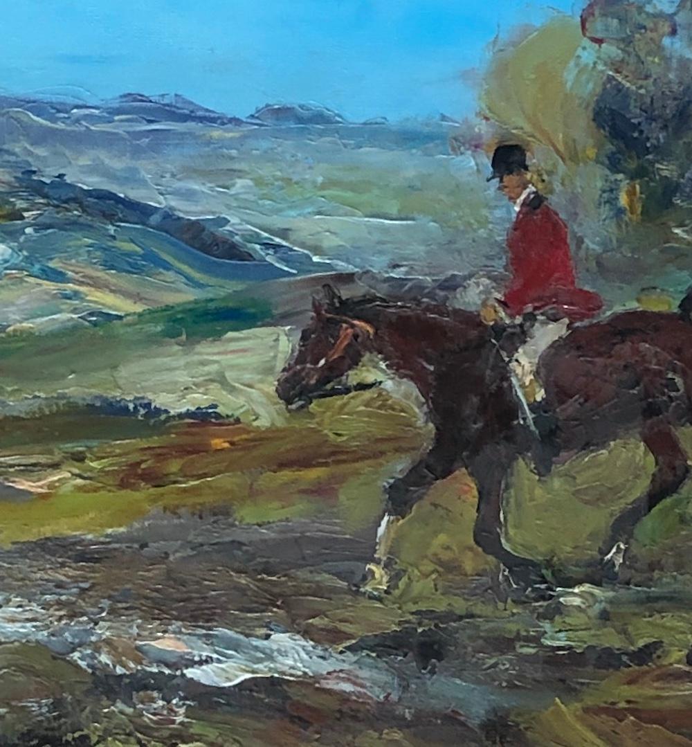 Riders - Gray Landscape Painting by Frank