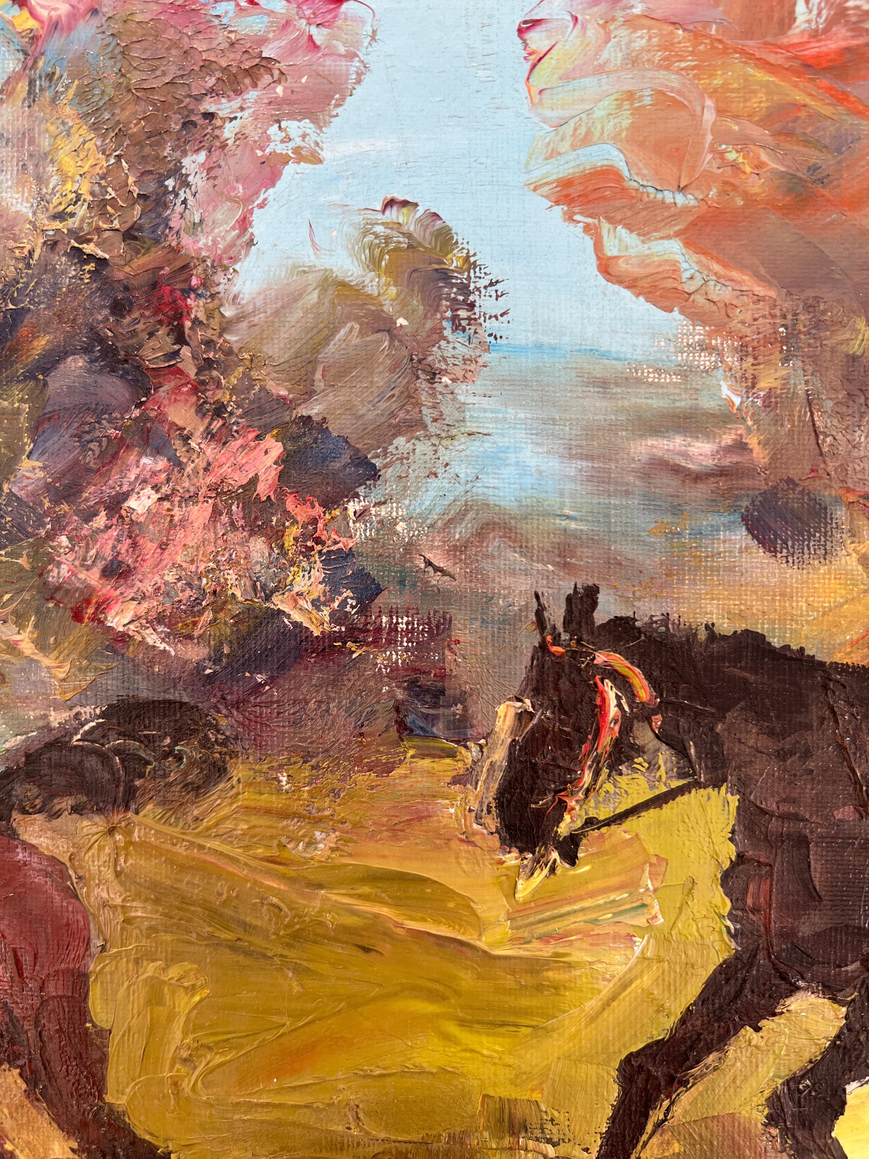 Riders auf einem Fahrten (Braun), Animal Painting, von Frank