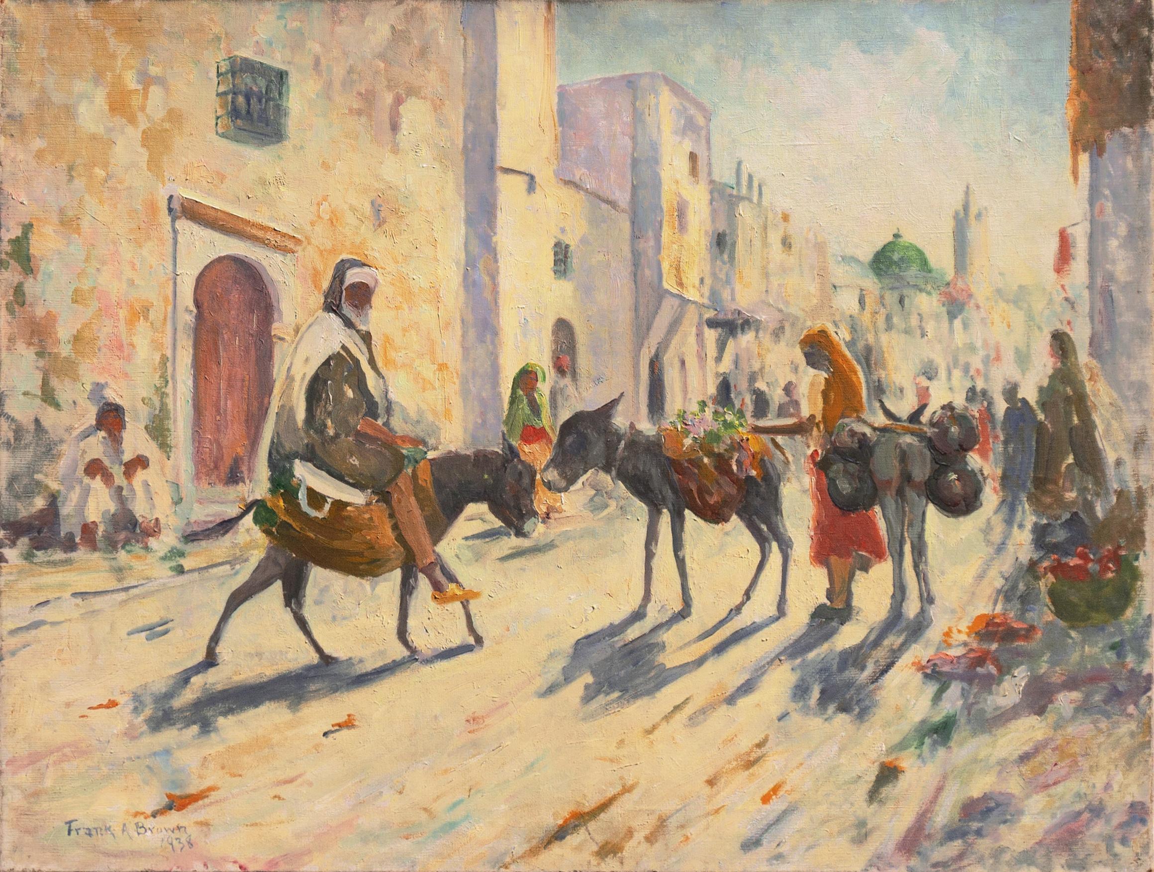 Frank A Brown Landscape Painting – Algerische Straße", Amerikanischer Orientalist, Académie Julian, Pariser Salon, NAD, PAFA
