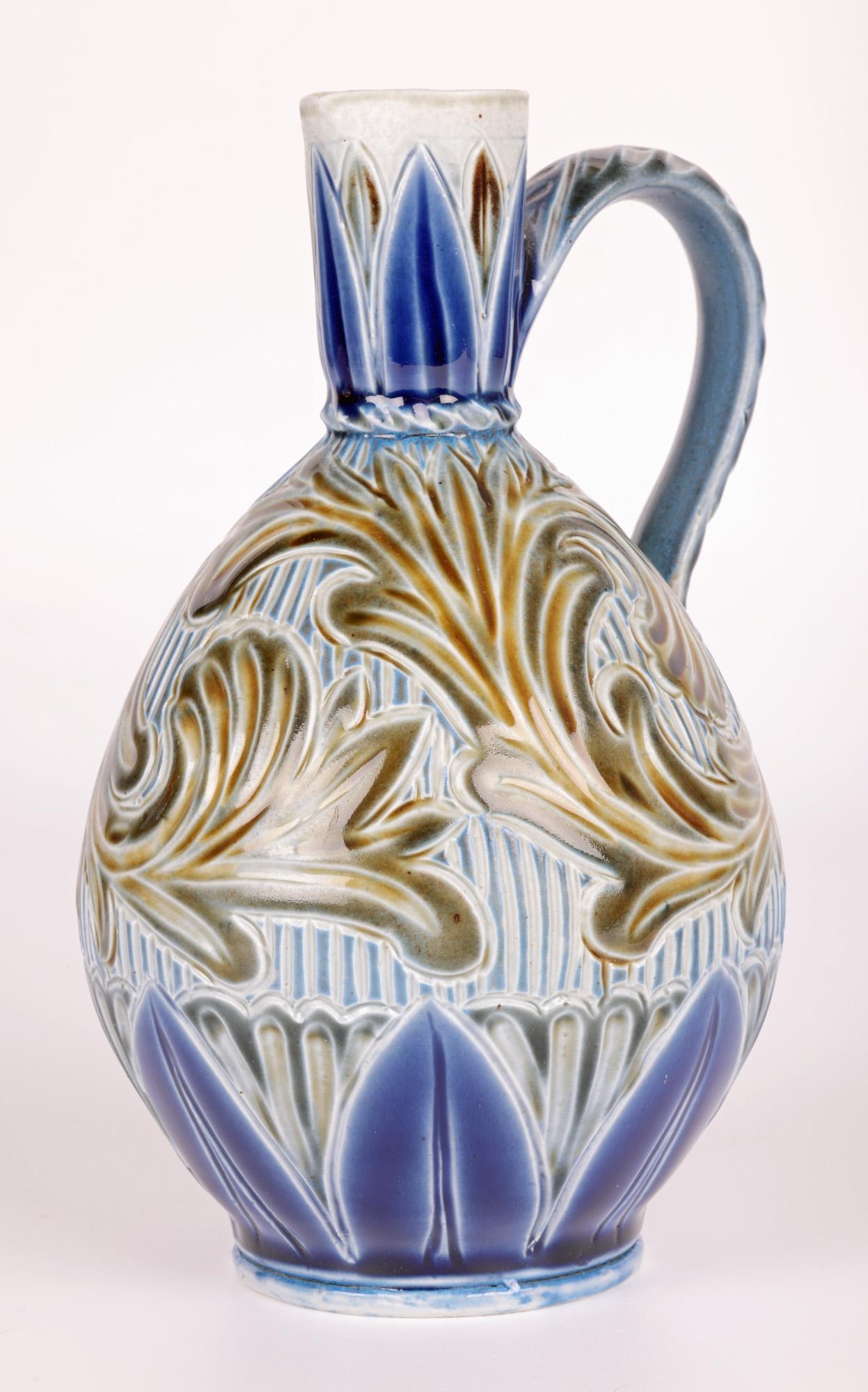 Frank A Butler - Doulton Lambeth Leaf Design - Cruche en verre salé en vente 6