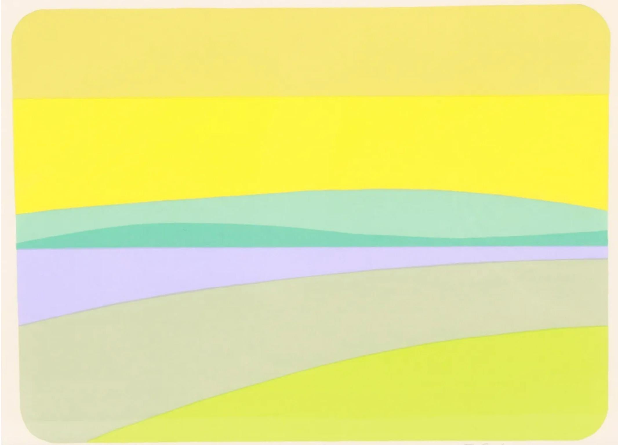 Frank A. Goodnow (1923 - 2004) Rolling Country gerahmte Lithographie

Eine farbenfrohe Landschaftslithographie auf Papier, signiert, betitelt und nummeriert 11/12 am unteren Rand. Circa 1970. Chromrahmen. Das Hotel liegt in Brooklyn