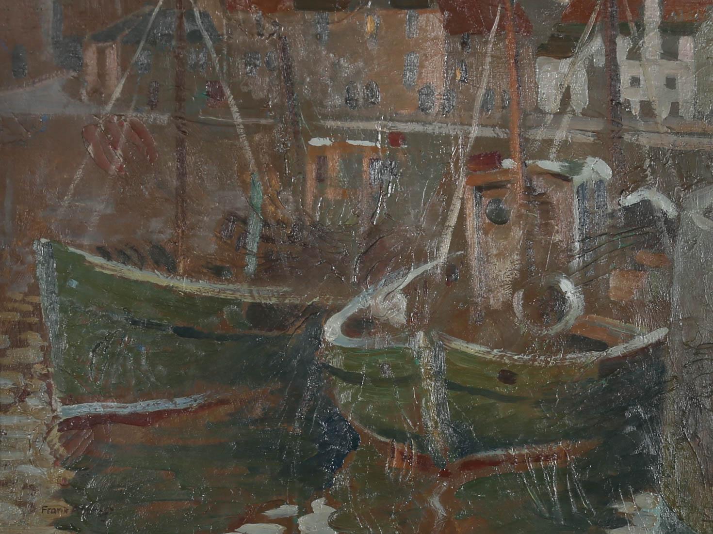 Frank Adcroft (fl. 1932-1955) - Framed Mid 20th Century Oil, Boats in a Harbour For Sale 1