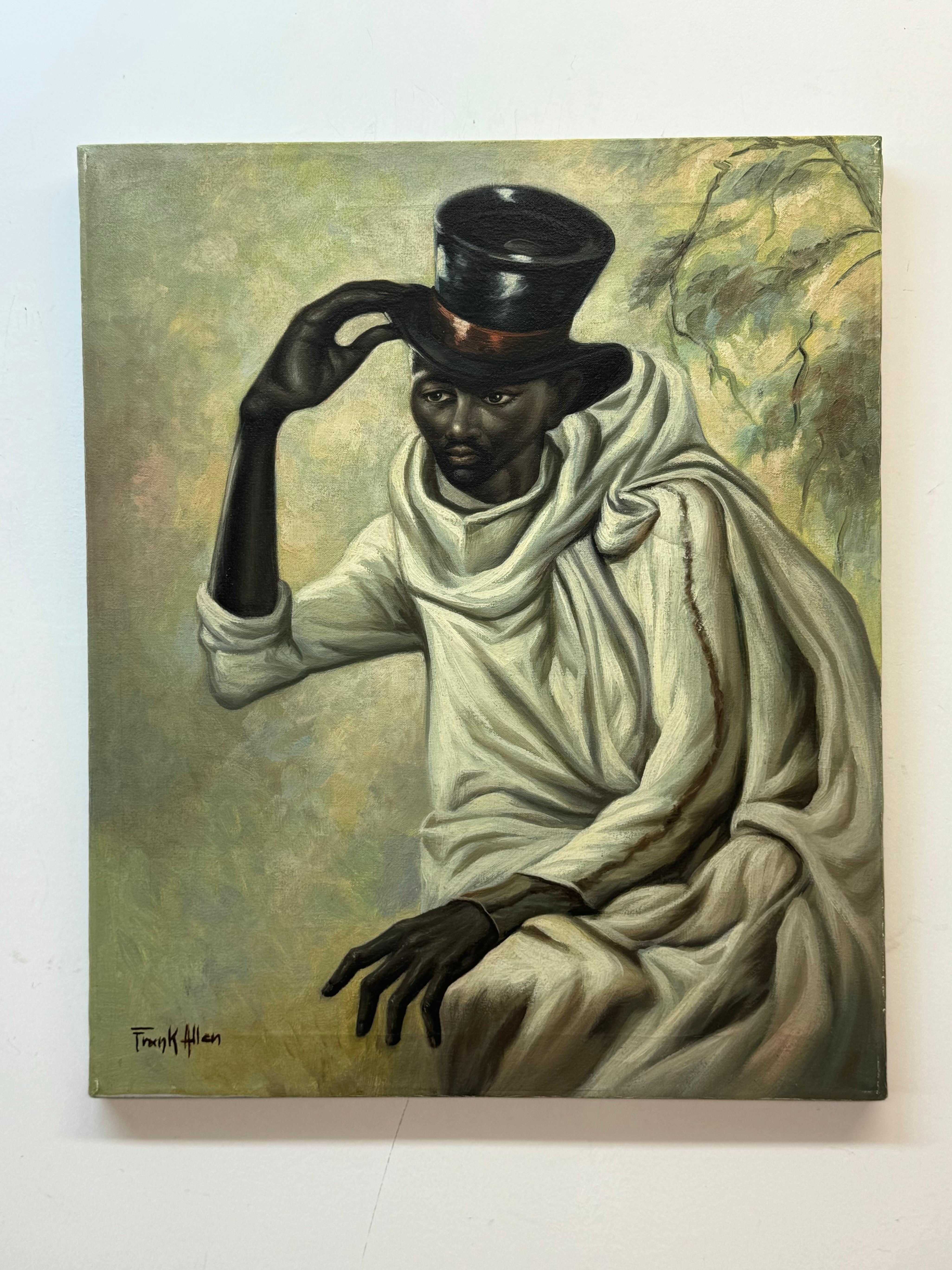 Frank Alan, 70s painting of African-American man - Painting by Frank Allen