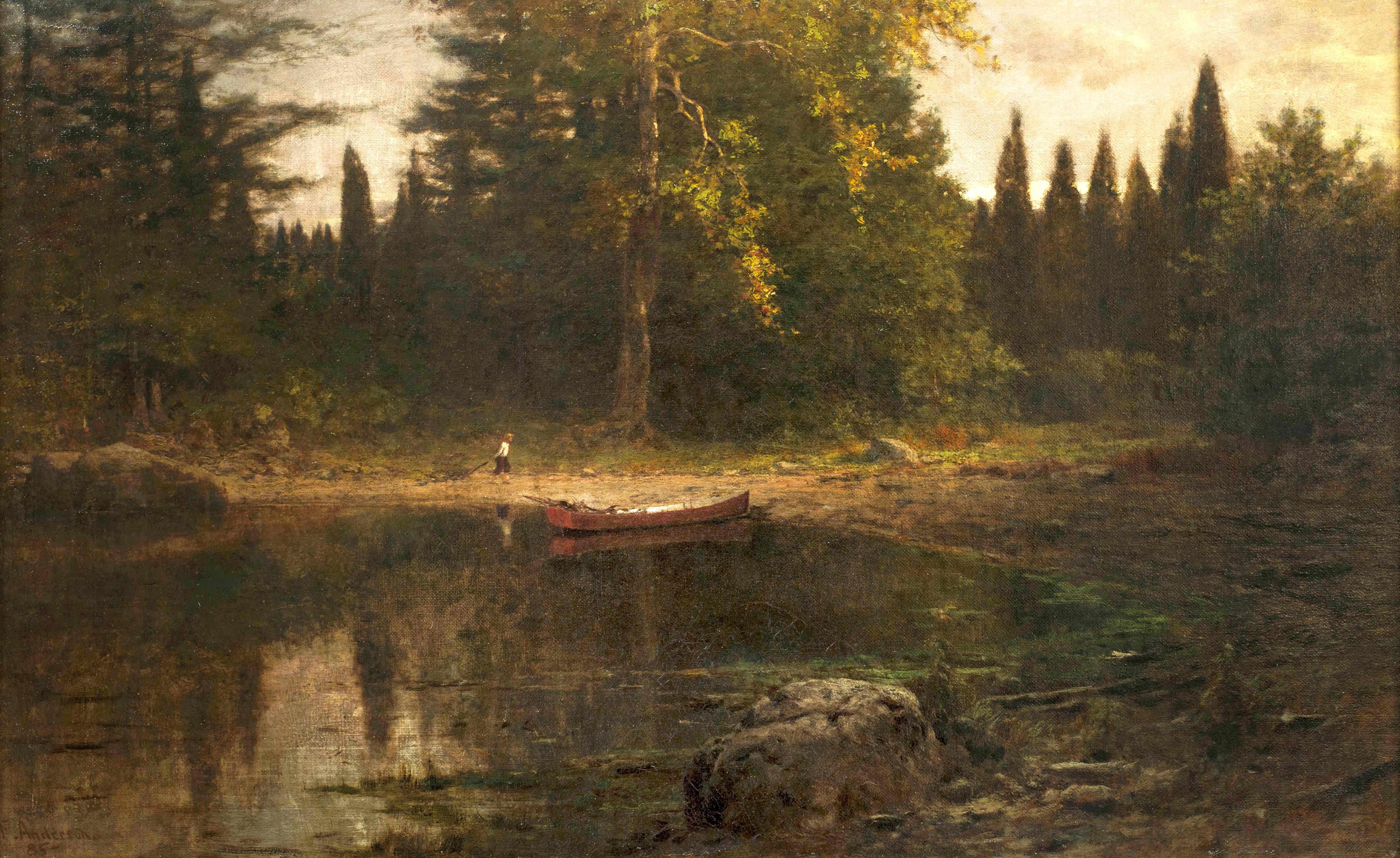 Inlet du fleuve Hudson, 1885 par l'artiste américain Frank Anderson (américain : 1844-1891) en vente 1