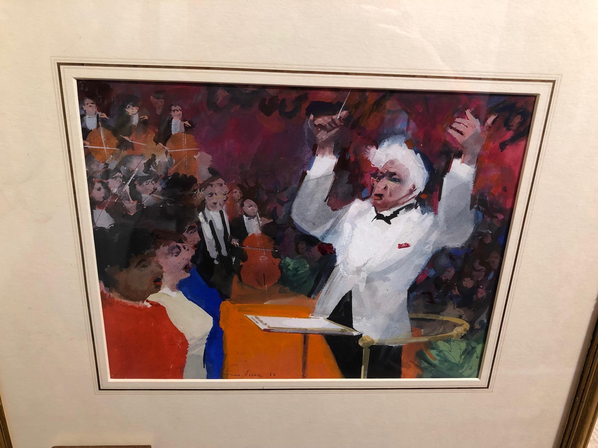 Leonard Bernstein conducting his Orchestra - Art by frank archer