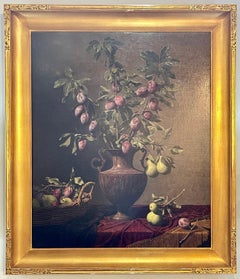 Frank Arcuri, Still Life Oil on Canvas. Framed. “Small Feast with Figs” 1999