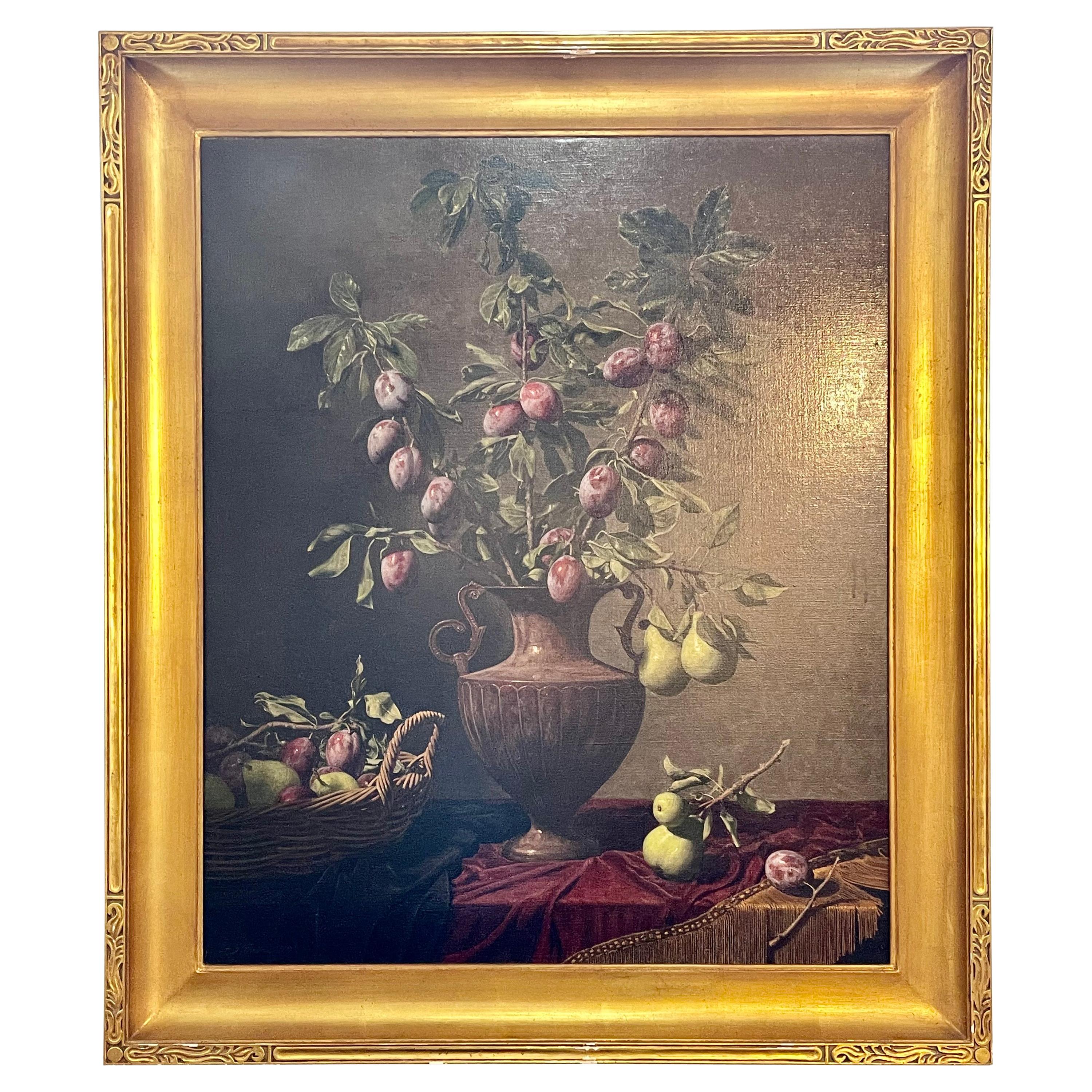 Frank Arcuri, Still Life Oil on Canvas. Framed. “Small Feast with Figs” 1999