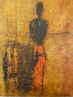 Frank Arnold Oil on Canvas Abstract Figurative Painting Titled "Escape"