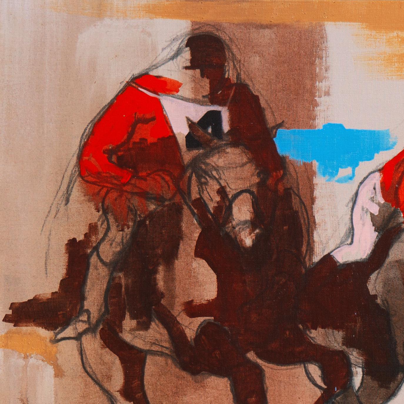 'Steeplechase, Los Altos Hunt', St. Martin's School, Carmel, PAFA, ASL, NAD, CAA - Post-Impressionist Painting by Frank Ashley